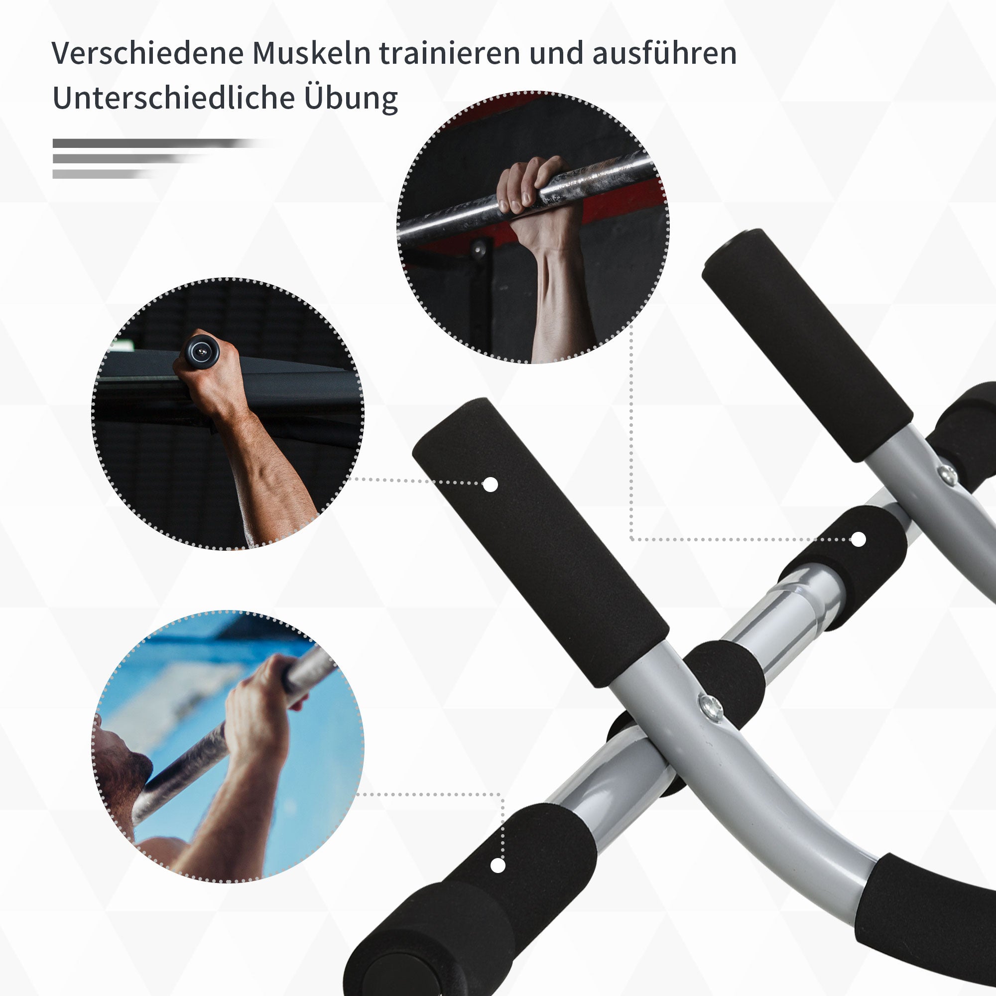 Pull-up Bar Multifunctional Training Bracket Door Bar Steel Black Grey