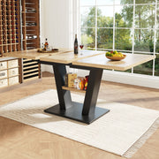 Extendable Dining Table, 118-157cm with Insert Leaves, Wood-Colored