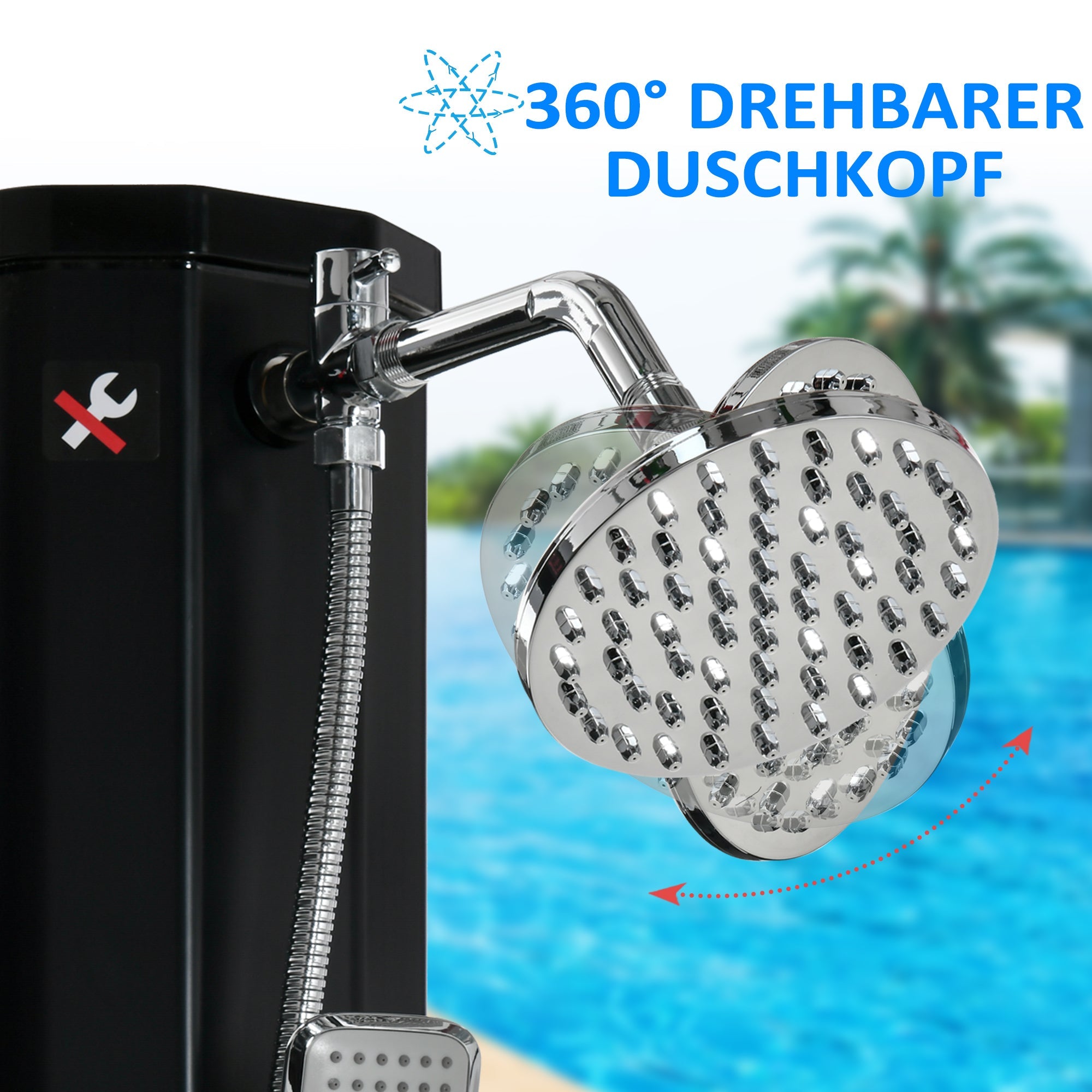 Solar Shower 35L Camping Pool Tap Rain Head Black