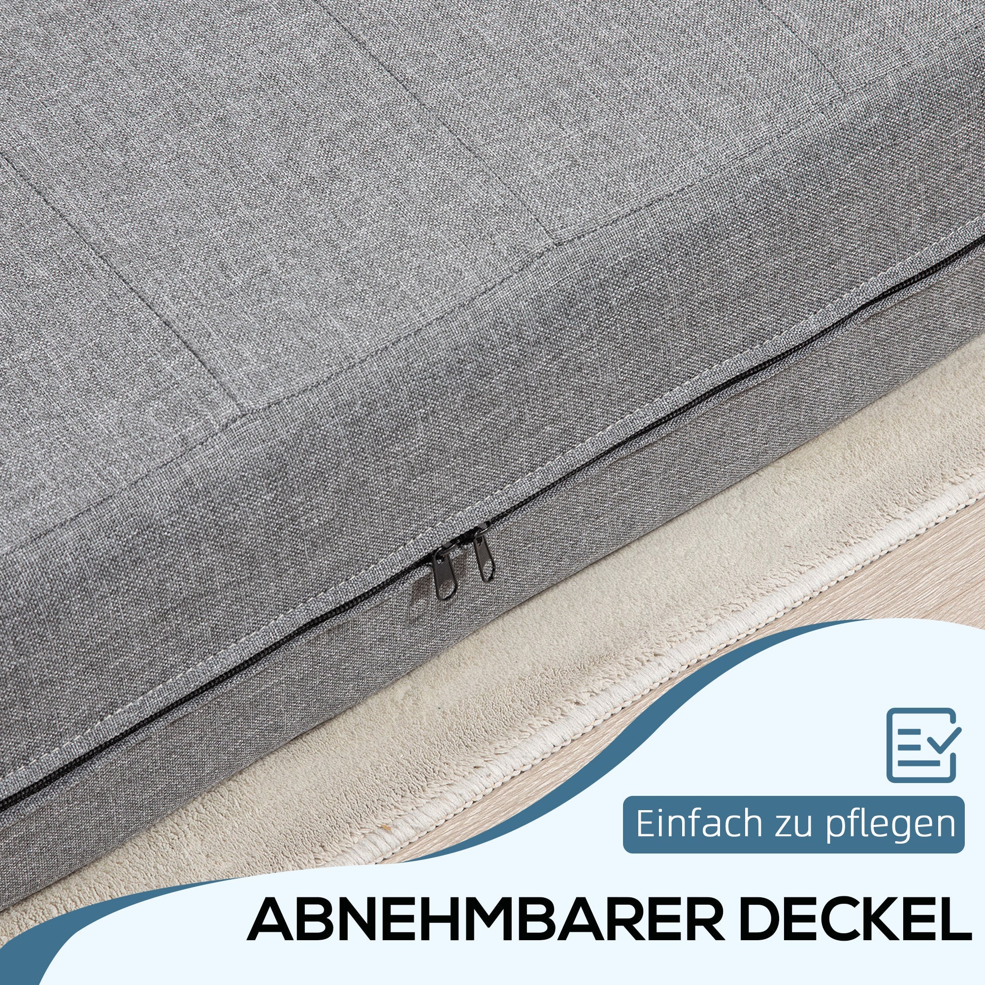 2-in-1 Floor Sofa Bed, Foldable 250 kg Capacity, Linen Look