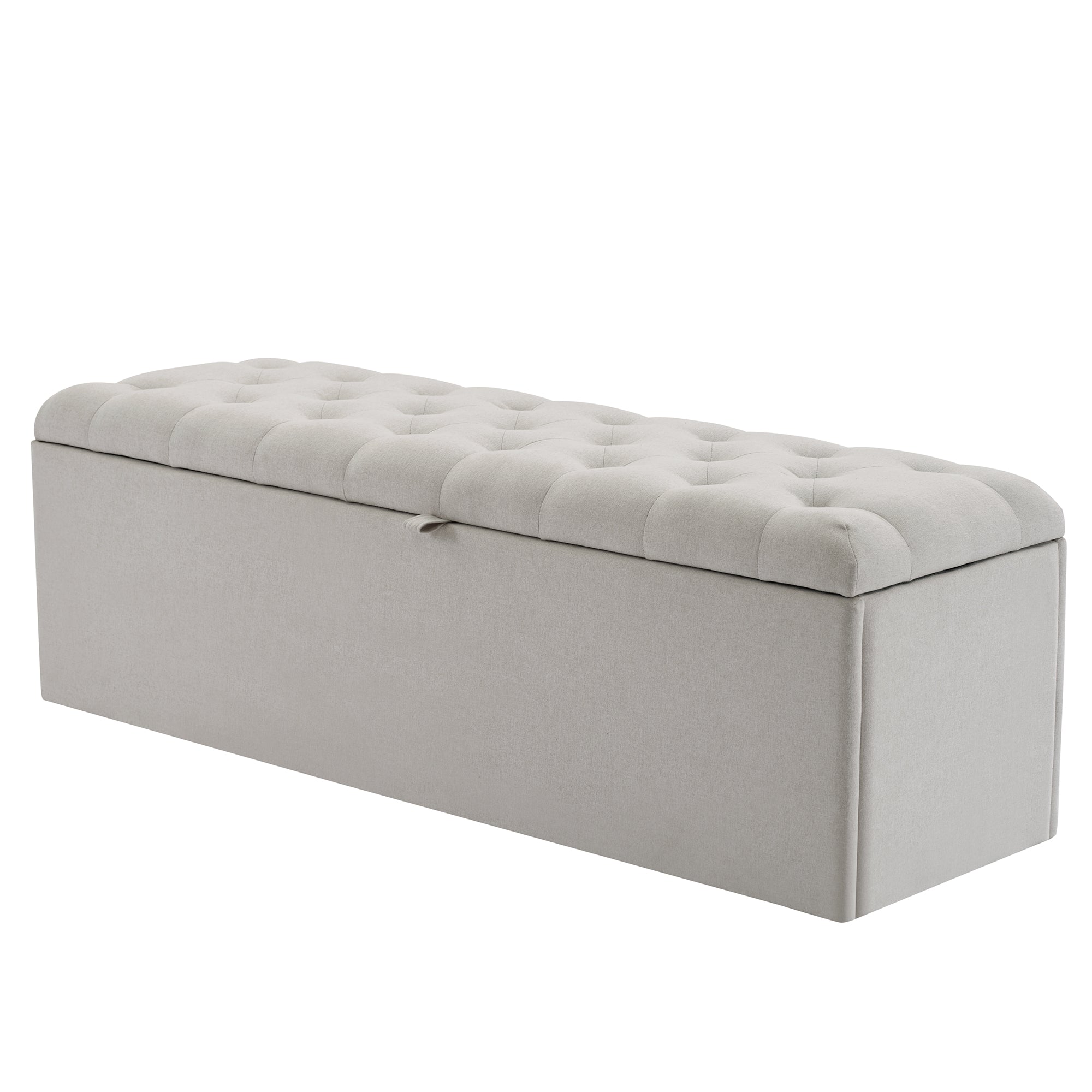 Upholstered Bench with Storage Space and Bed Stool, Light Grey Linen