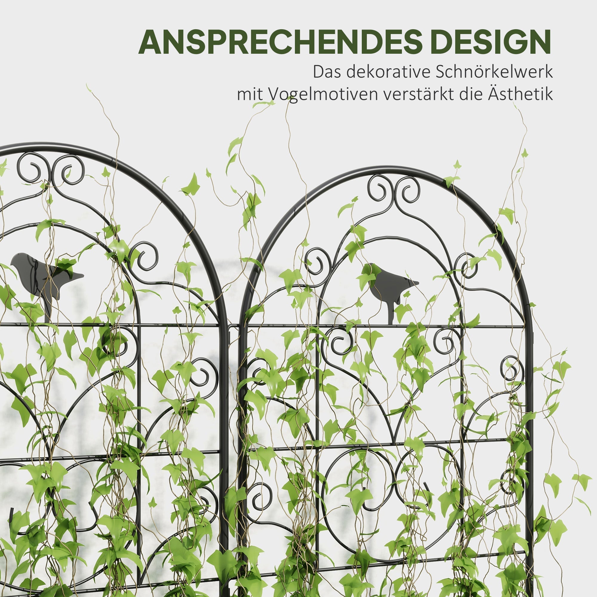 Metal Trellis 2-Pack Rustproof Bird Design 50x120cm Black