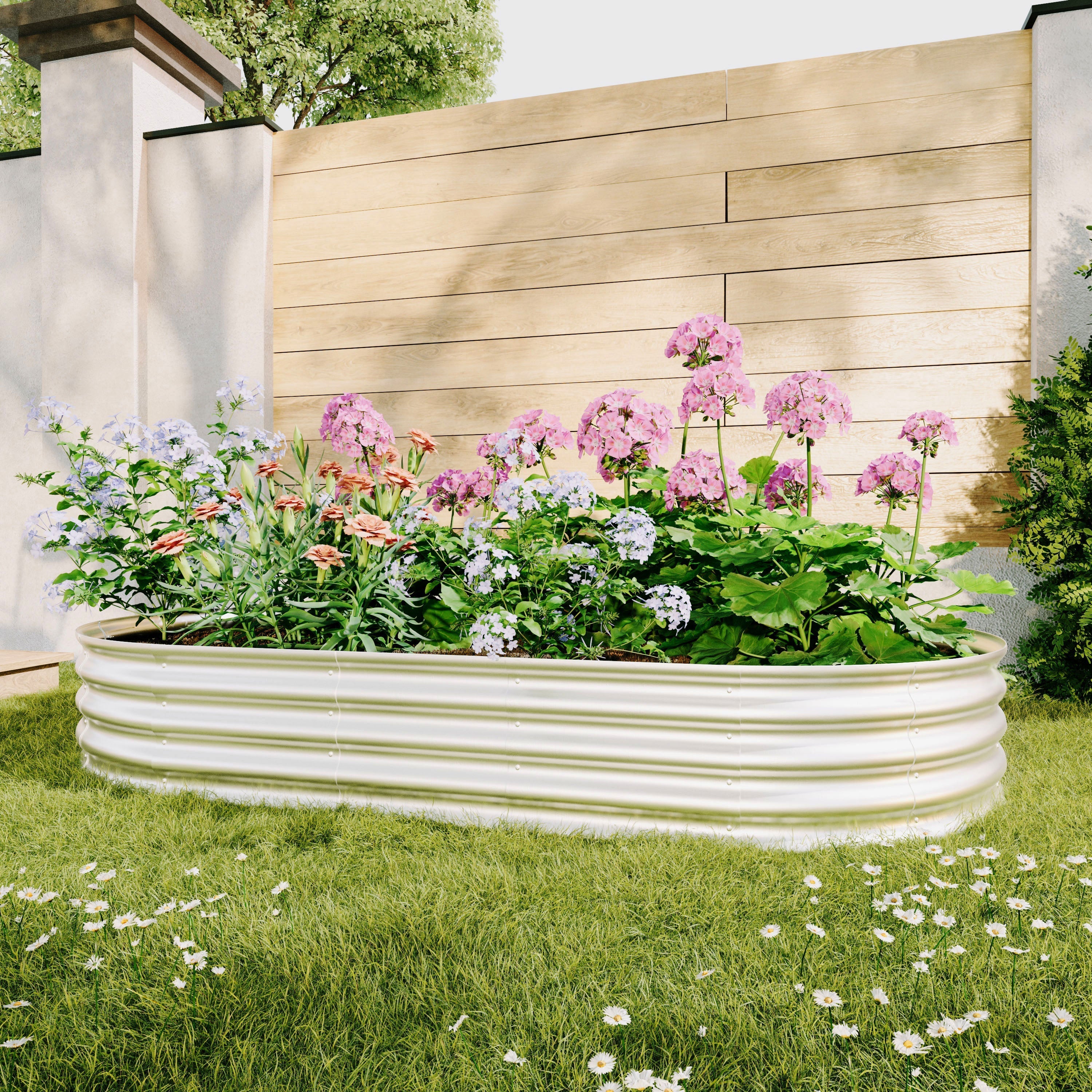 Raised Garden Bed Kit, Galvanized Heavy Duty 2pcs 8x4x1ft, Metal