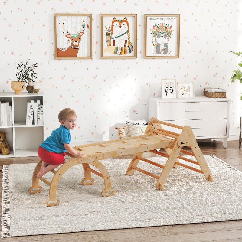 7-in-1 Climbing Frame Foldable Slide Arch Ladder - Wood