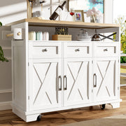 Modern Kitchen Island 118x43x98cm Mobile Storage Towel Rail - White