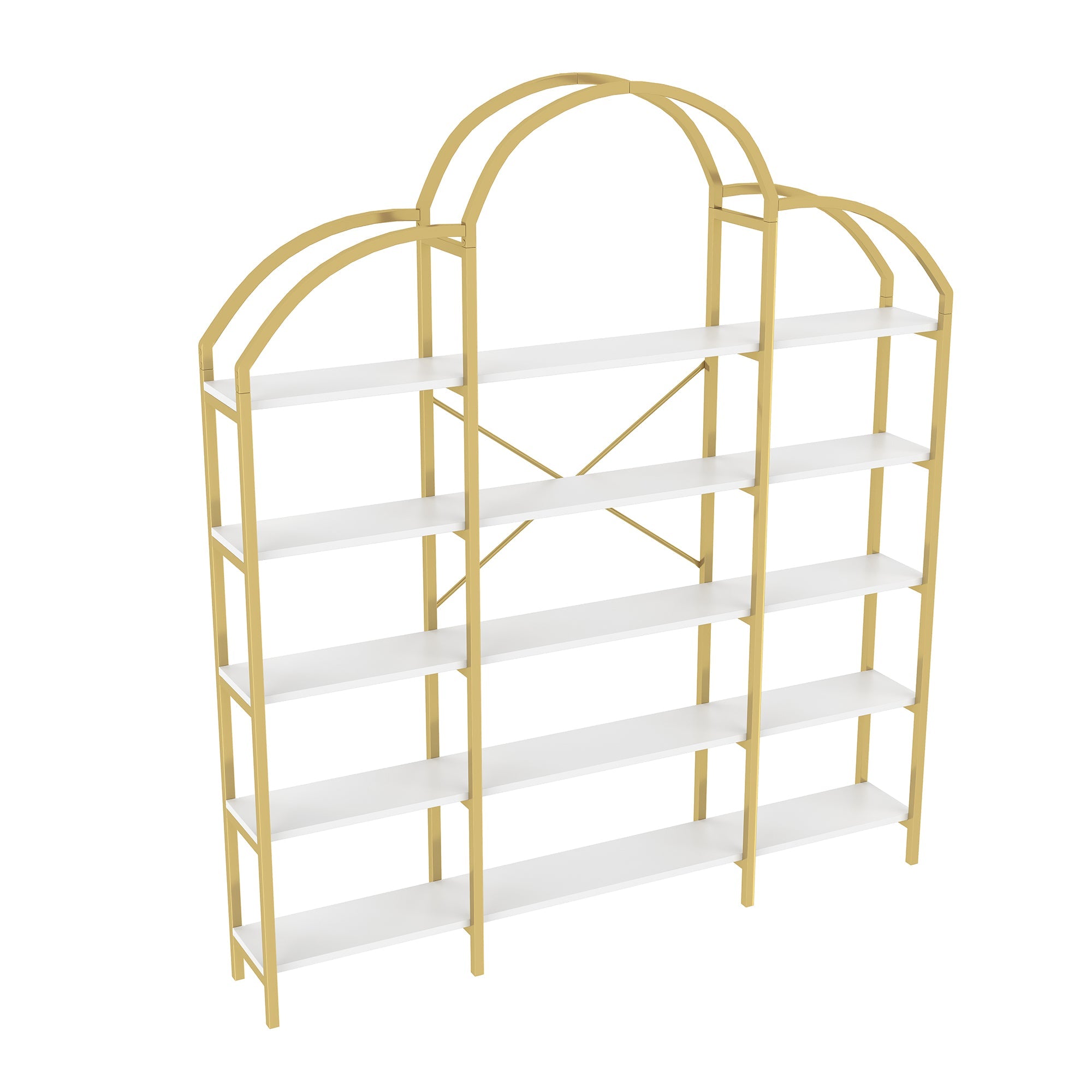 Cloud Shape Display Shelf 170x190cm 5-Tier Storage Steel Tube MDF Gold + White