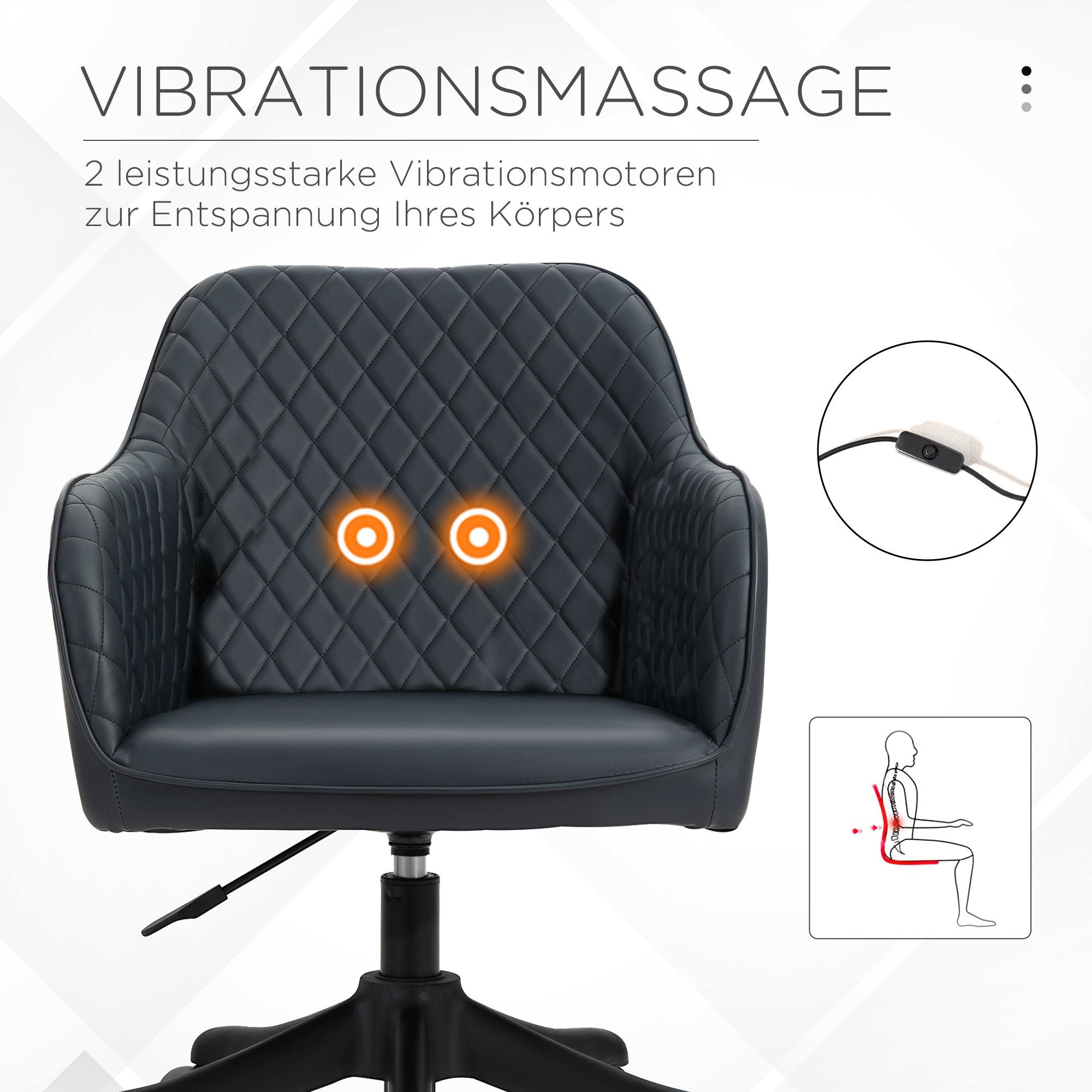 Vinsetto Swivel Massage Office Chair with Armrests, Lumbar Cushion, Green