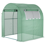 Outsunny Greenhouse, 180 x 180 x 200 cm Walk-in Plant House with Roll-Up Door and Side Window, Green PE Mesh Film