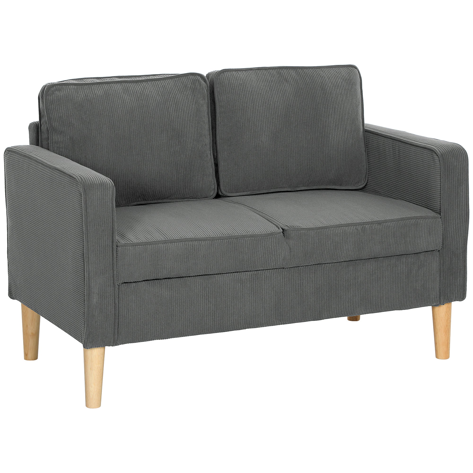 Small Two-Seater Sofa Corduroy - Grey