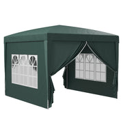 Pop Up Gazebo, 3 x 3m Wedding Party Canopy Tent with Carry Bag and Windows, Green