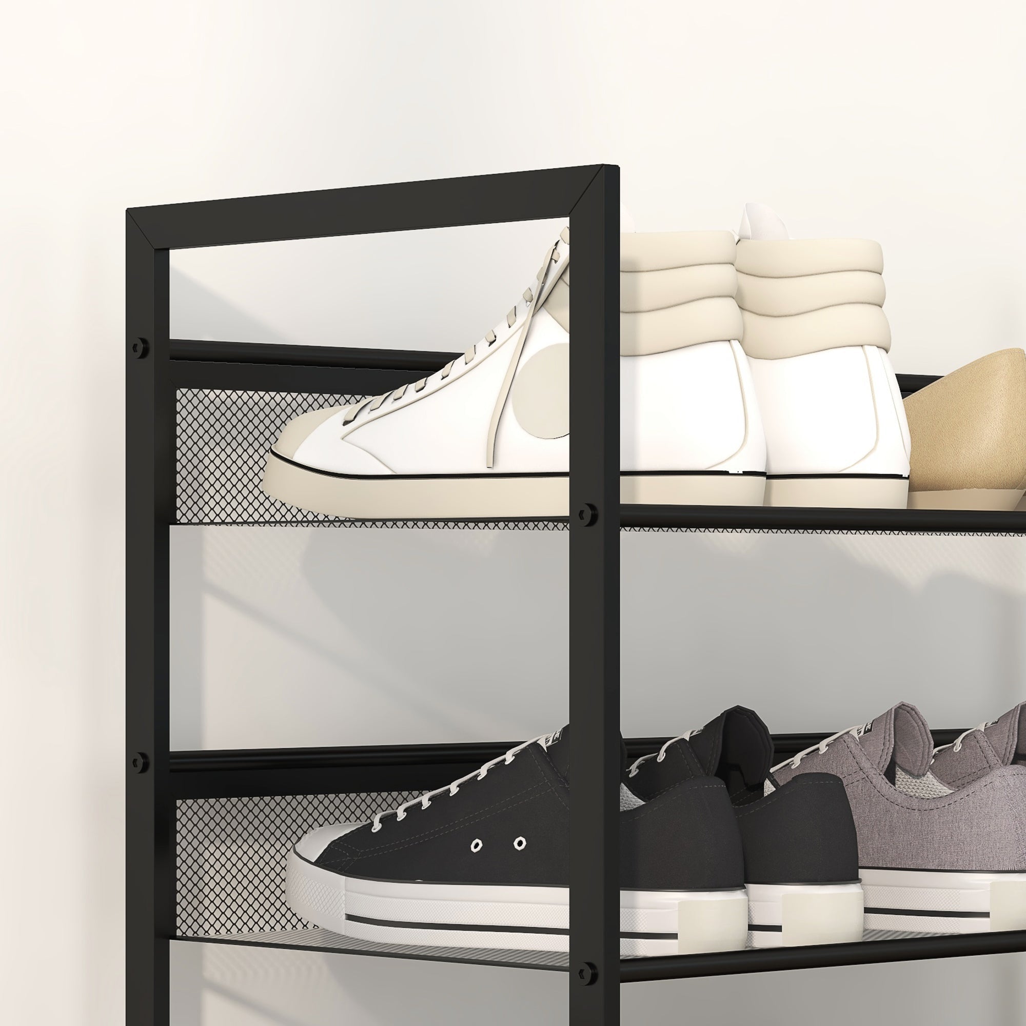 Kleines Schuhregal, hoch, schmal, 5-etagig, Schwarz