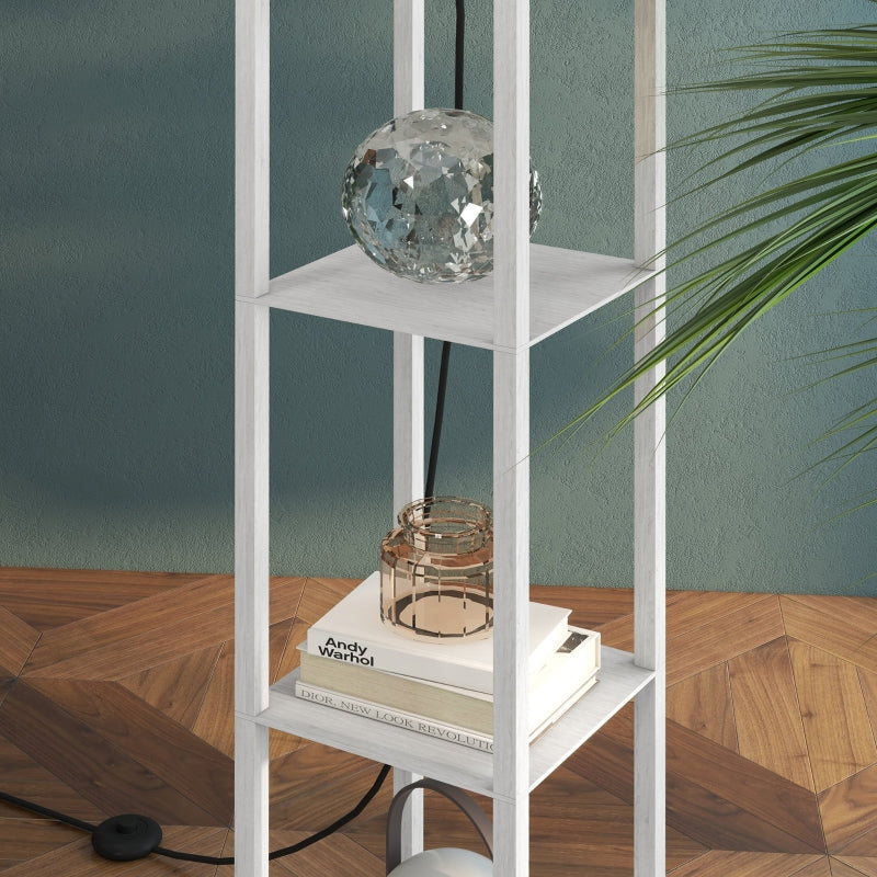 Floor Lamp, Shelves, 26 x 26 x 160 cm, Wood