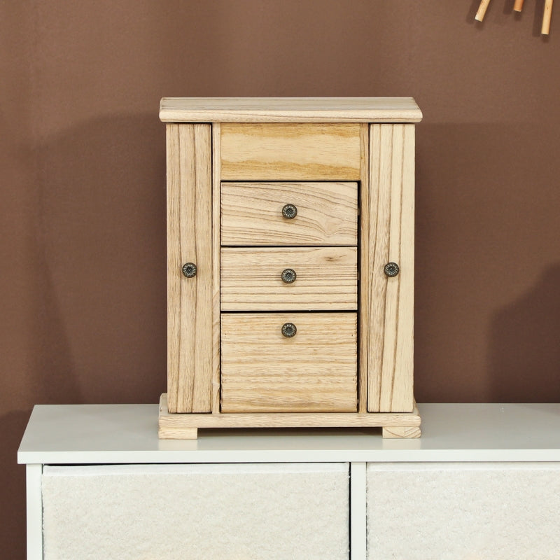 Schmuckkasten, 4-lagig mit Spiegel, Holzbraun