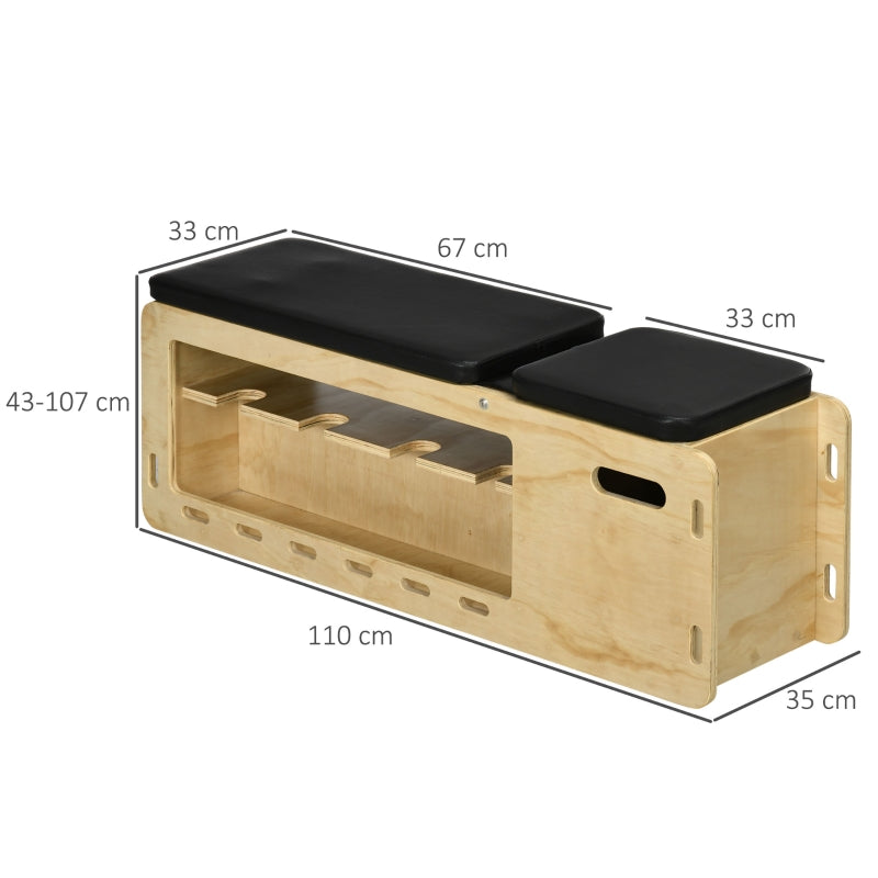 Weight Bench Training Bench Adjustable Storage Resistance Bands, Solid Wood