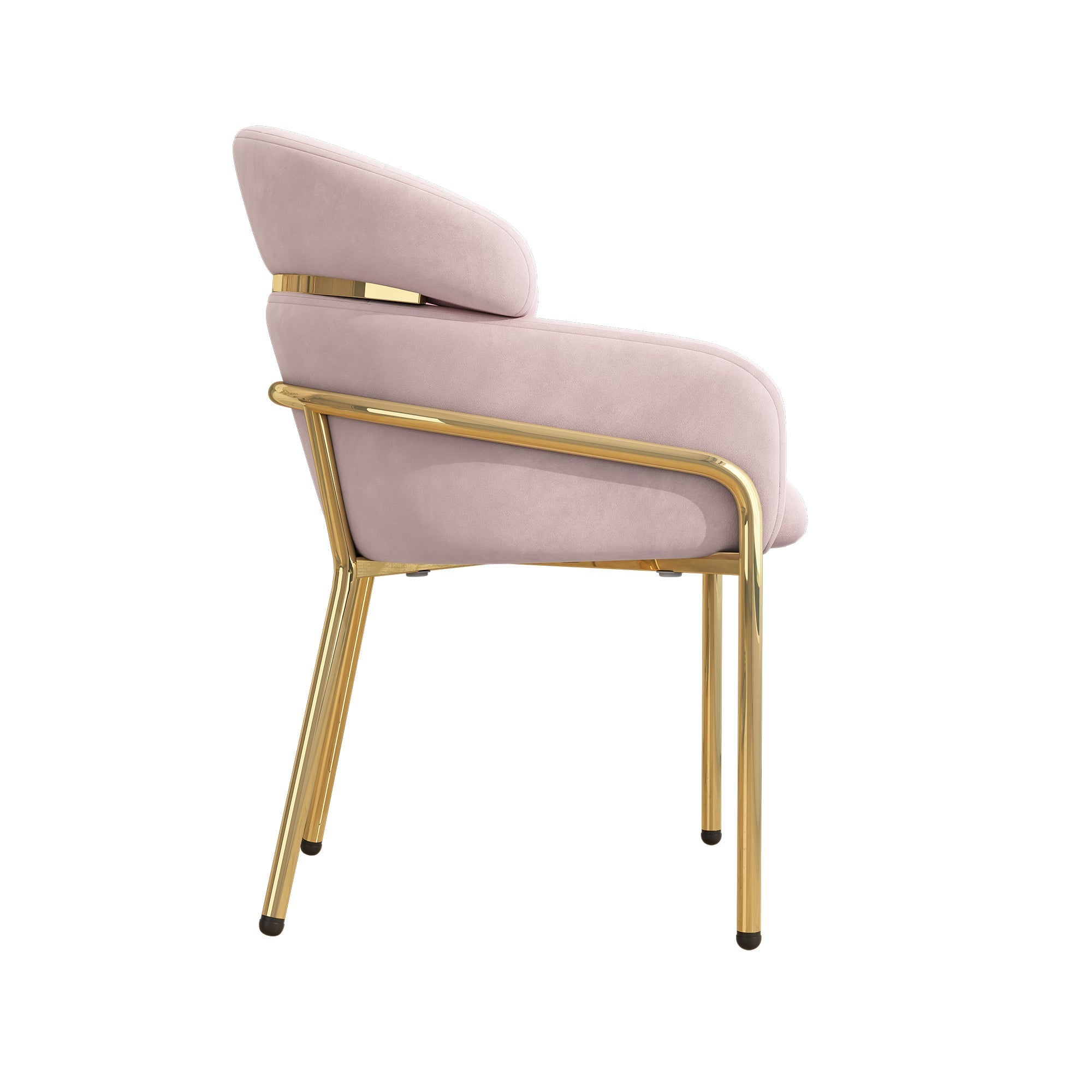 Dining Chair Light Luxury Leisure Metal Legs Velvet Pink