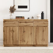 Multifunctional Sideboard 3 Doors 3 Drawers 135x40x81cm - Authentic Wood Look