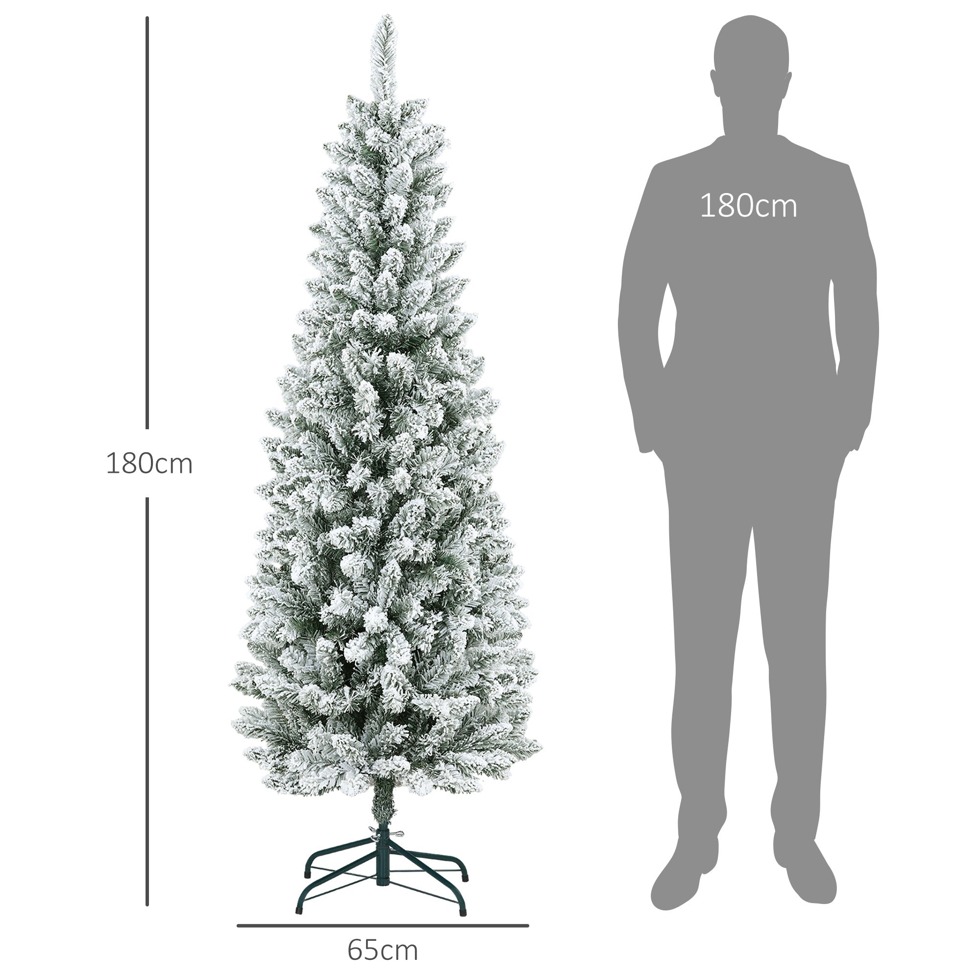 Artificial Christmas Tree, 180 cm with 479 tips and artificial snow, green