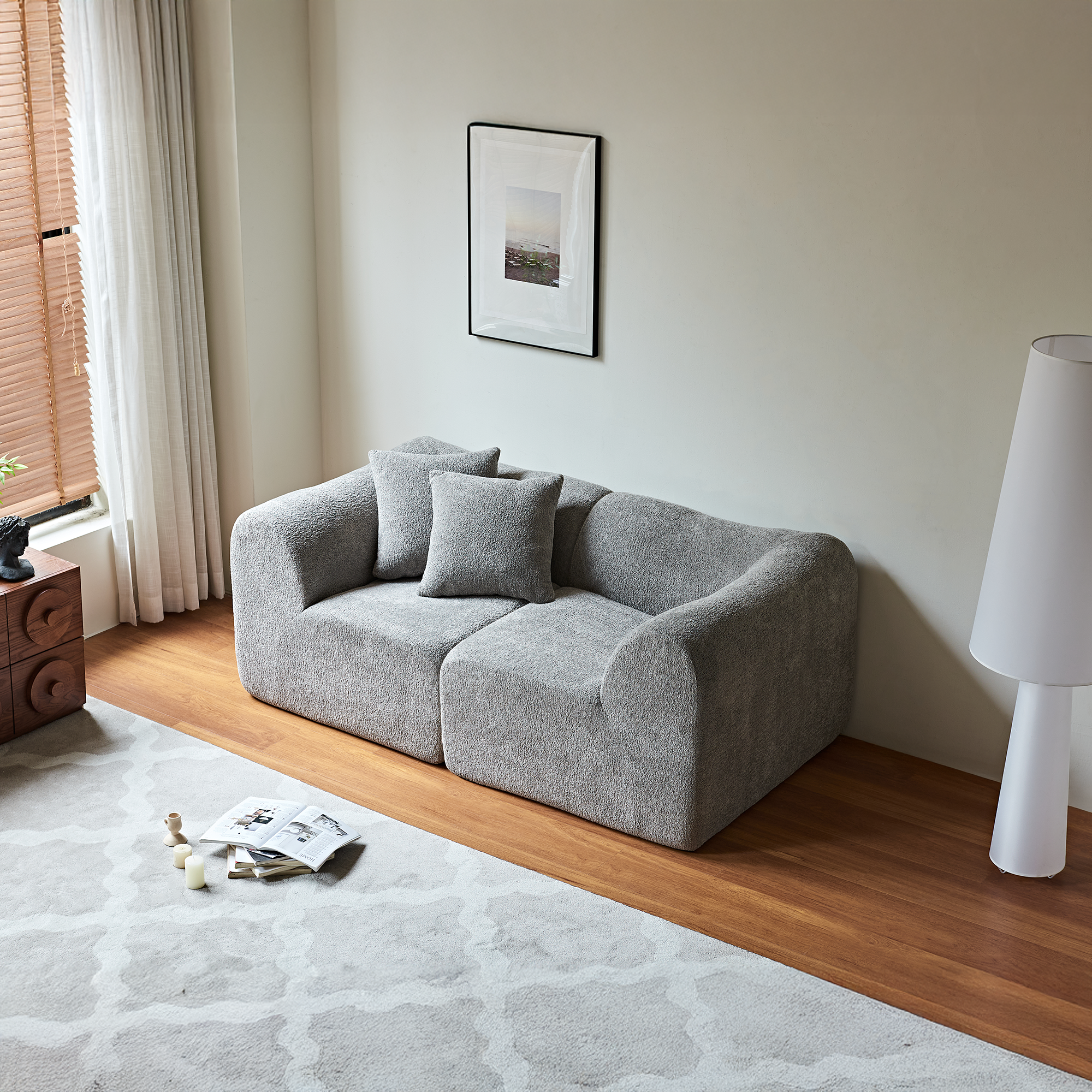 Modern Loveseat 2-Seater Space-Saving with Cushions - Velvet