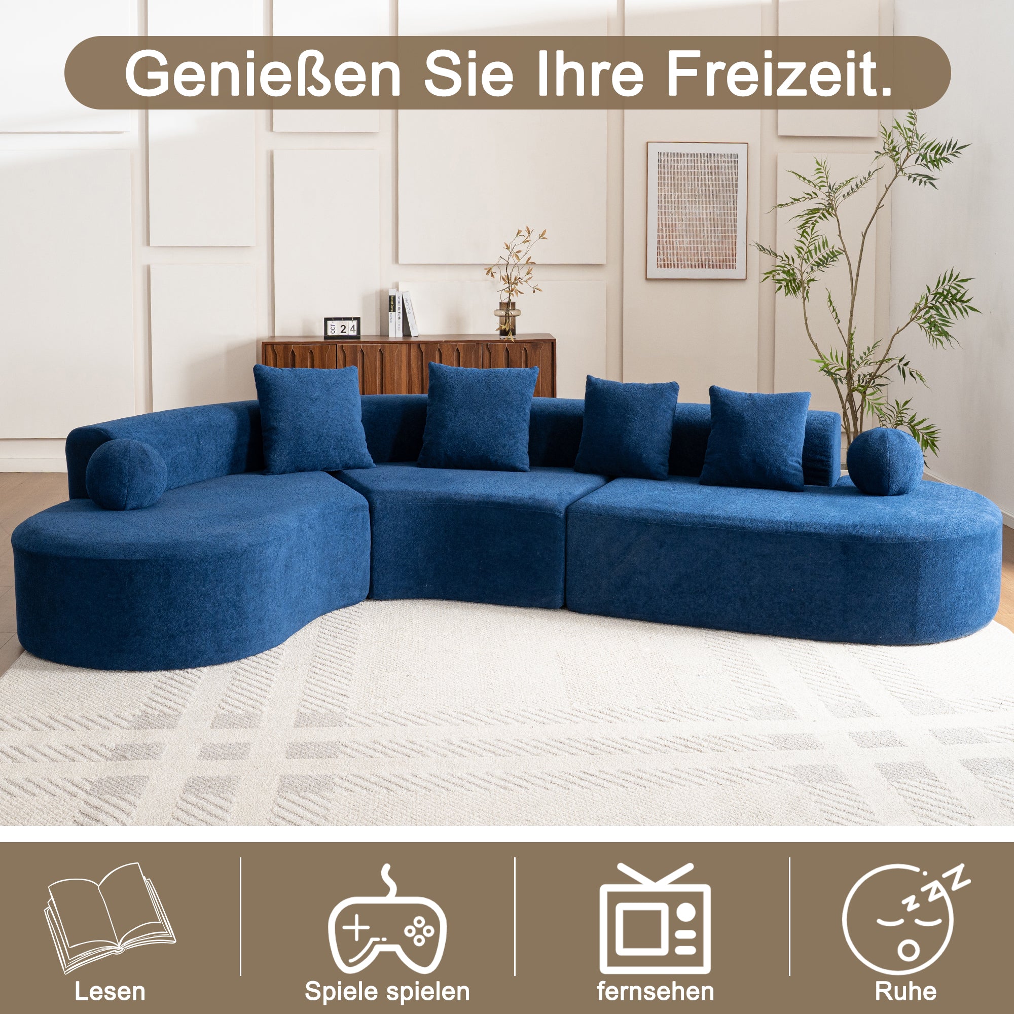 Cloud Sofa, Large L-Tier Arched Plush Design