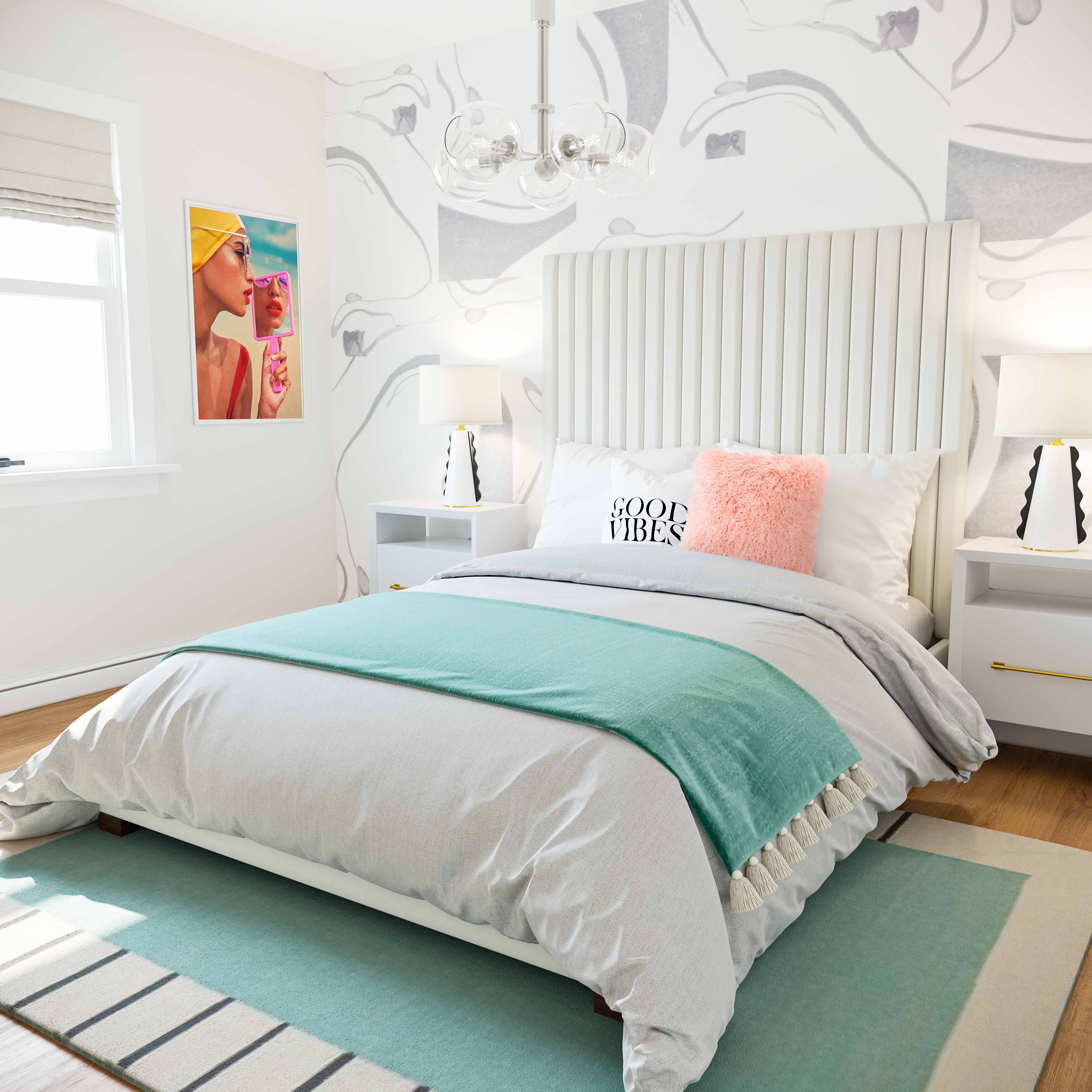 Arabelle Super King Bed White Velvet