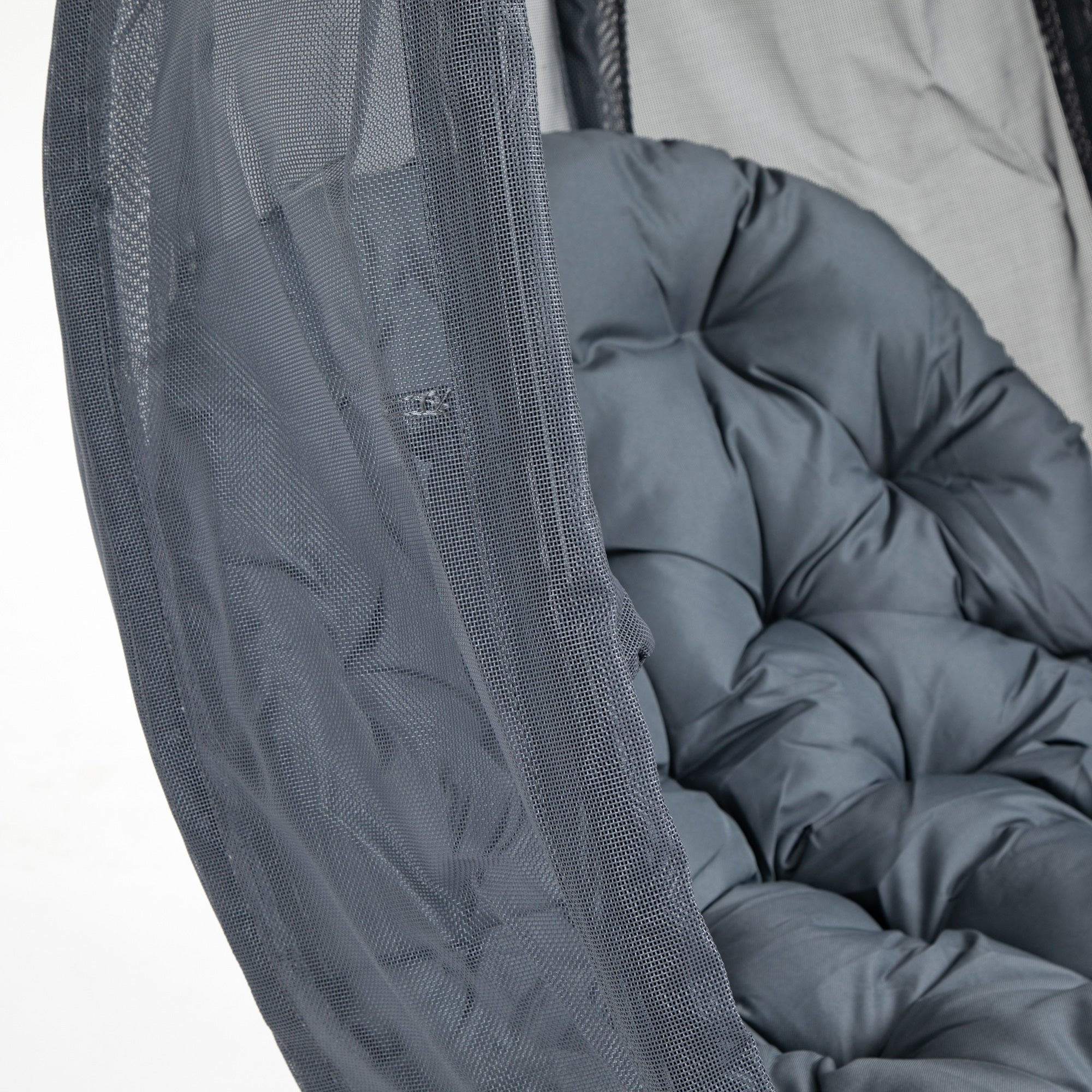 Hanging Egg Chair, Folding Swing Hammock with Stand, Grey