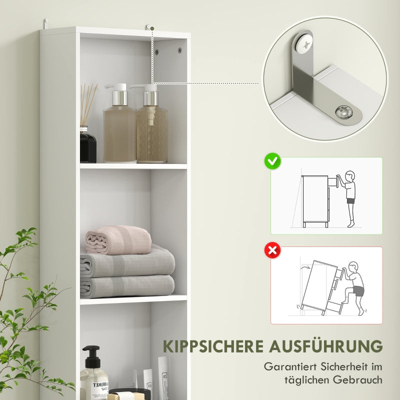 Hoher Badezimmerschrank, Schubladentür, verstellbare Einlegeböden, Weiß