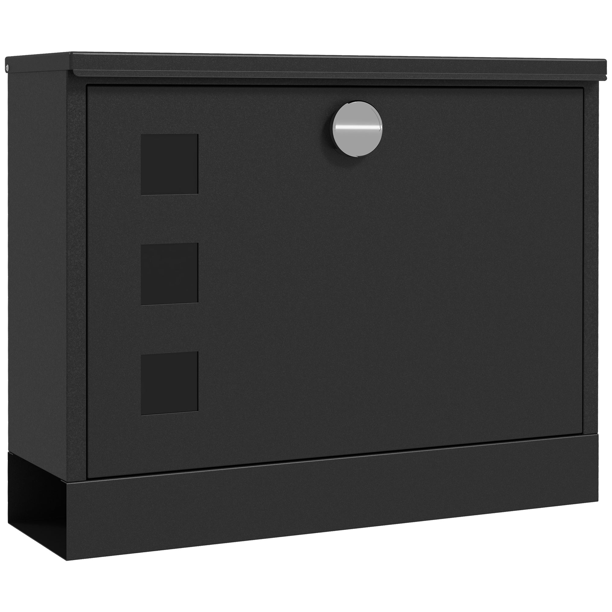 Mailbox with Newspaper Compartment, Water-Repellent, Black Metal