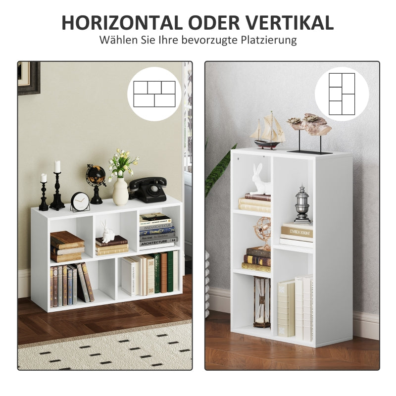 Bücherregal, Standregal mit Ablagen, Weiß