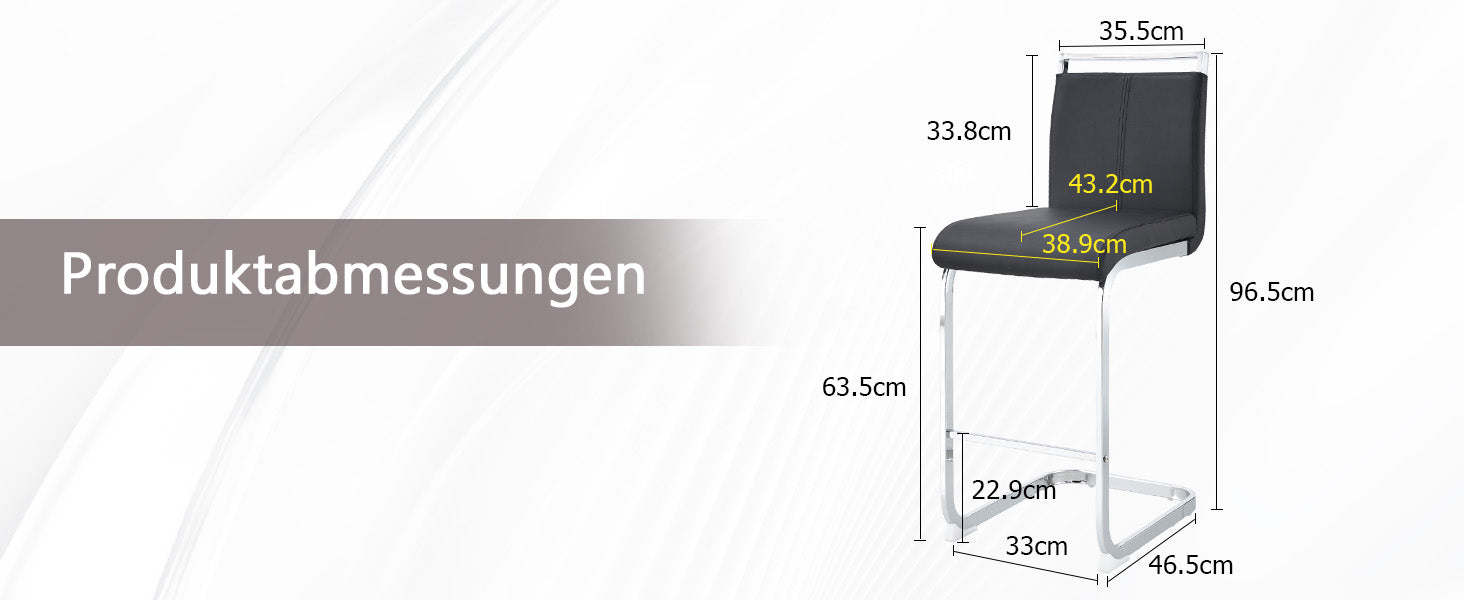 Bar Stools, Nordic Style, Set of 2, Black PU