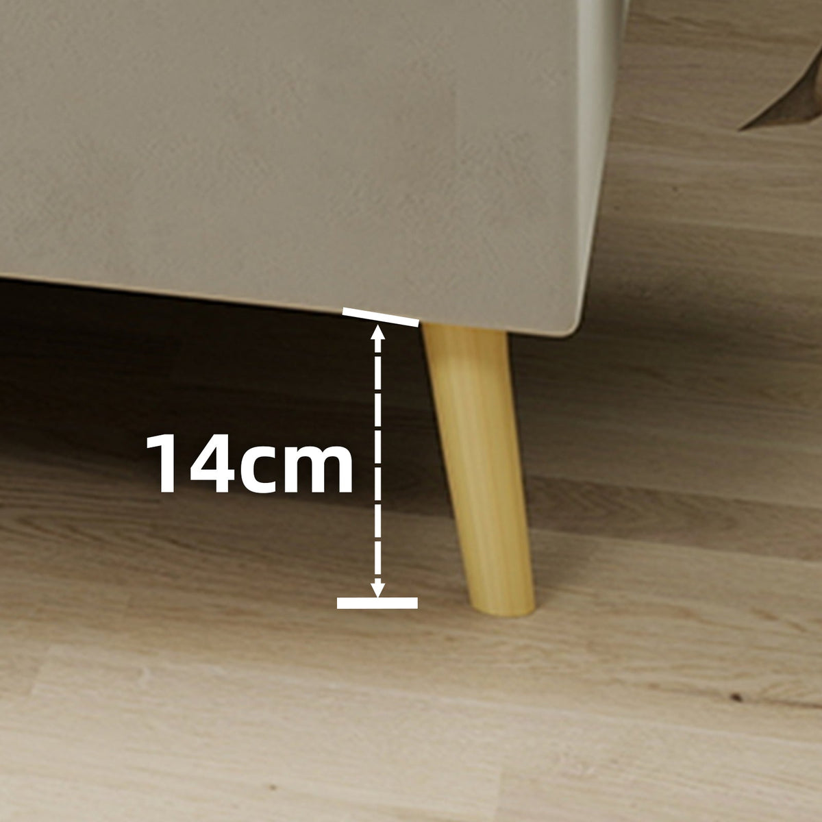 Modern Minimalist Bed Frame 140x200 Low-Profile Base - Beige Dutch Velvet