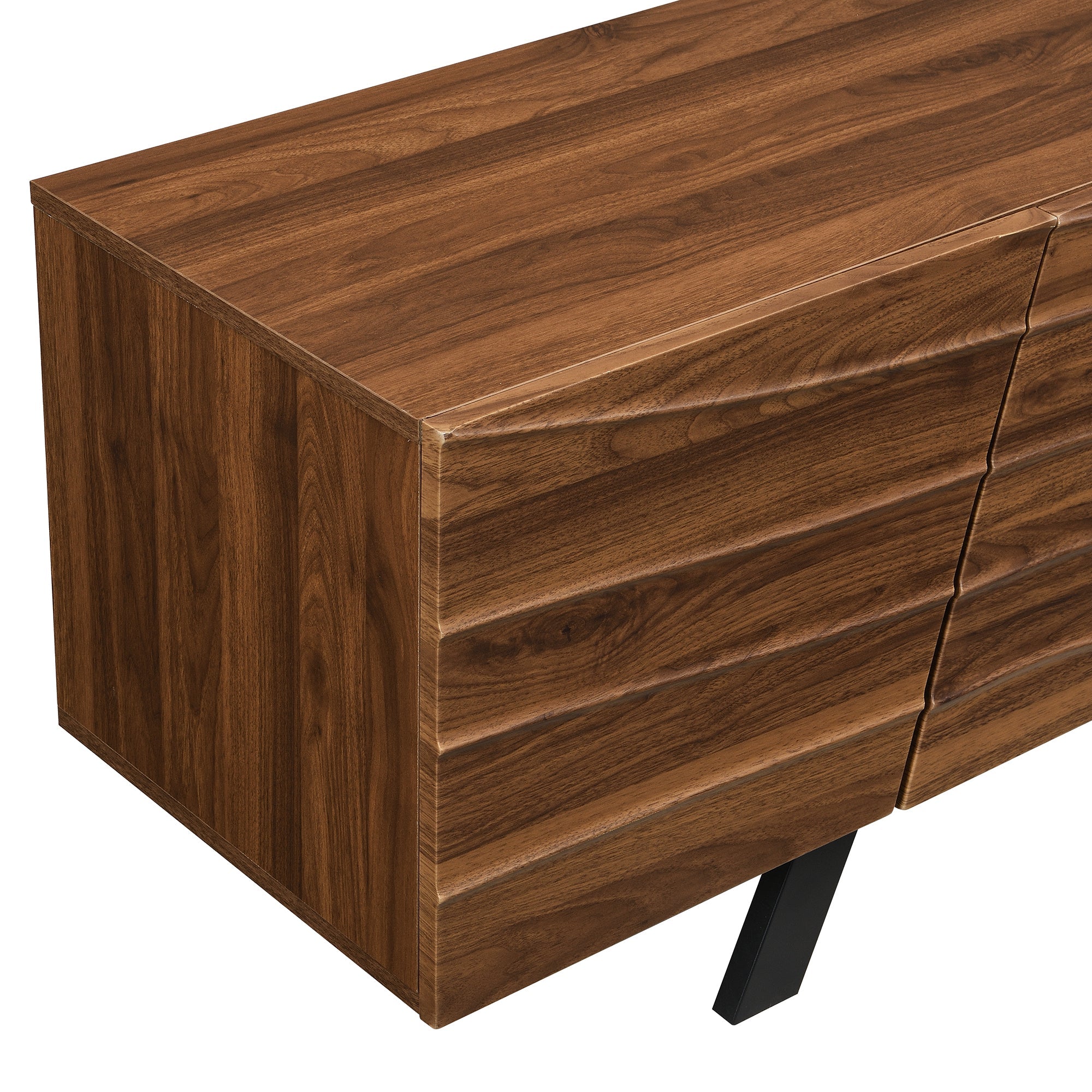 TV Cabinet Lowboard Modern Wave Front 160cm Large Storage Walnut/Black