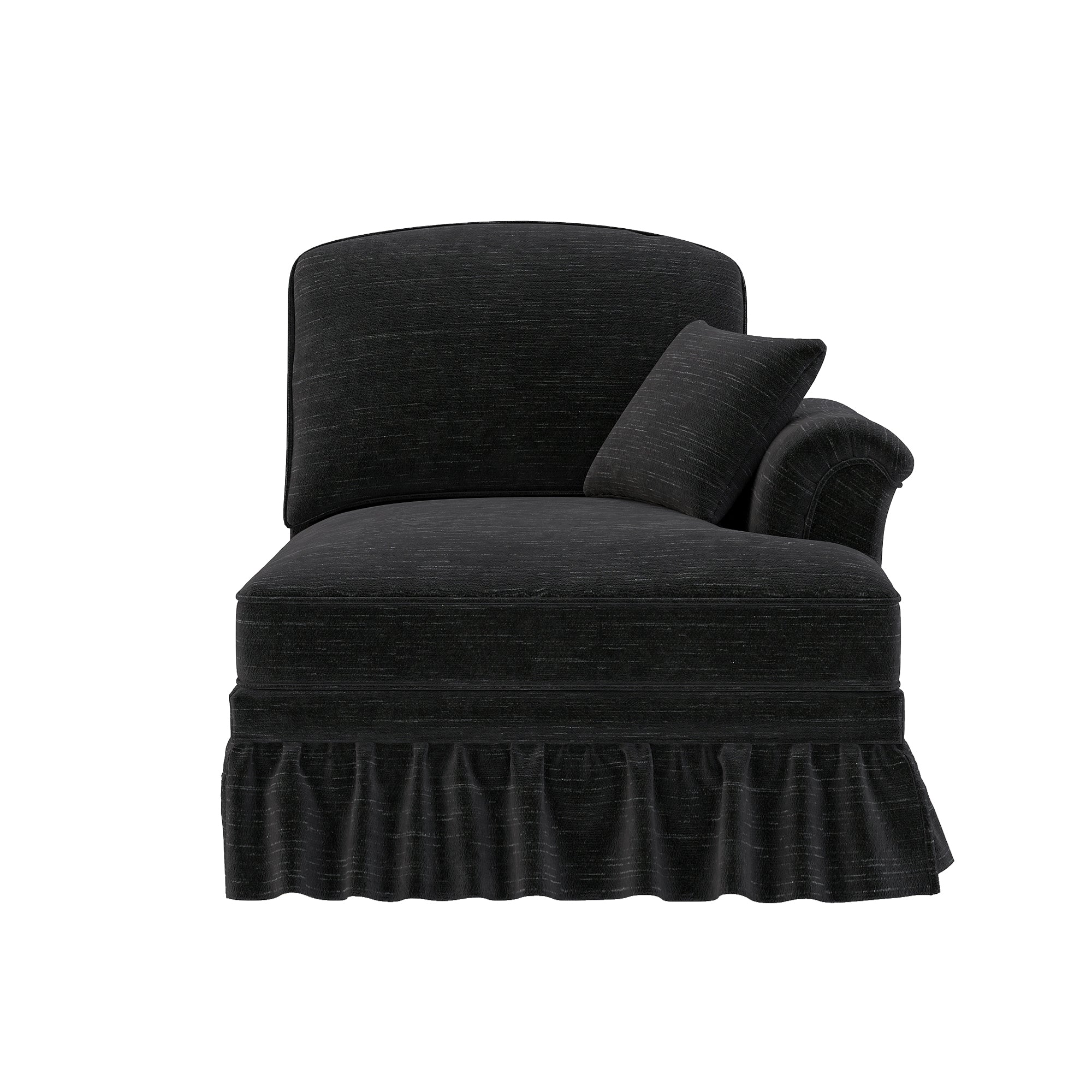 Windsor Sofa RSF with 1 Cushion and Removable Skirt, Black Chenille