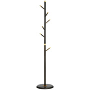 Coat Rack, 6 Hooks, Freestanding, Walnut