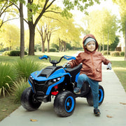 Electric Quad Bike for Children with LED Headlights and Music, Blue