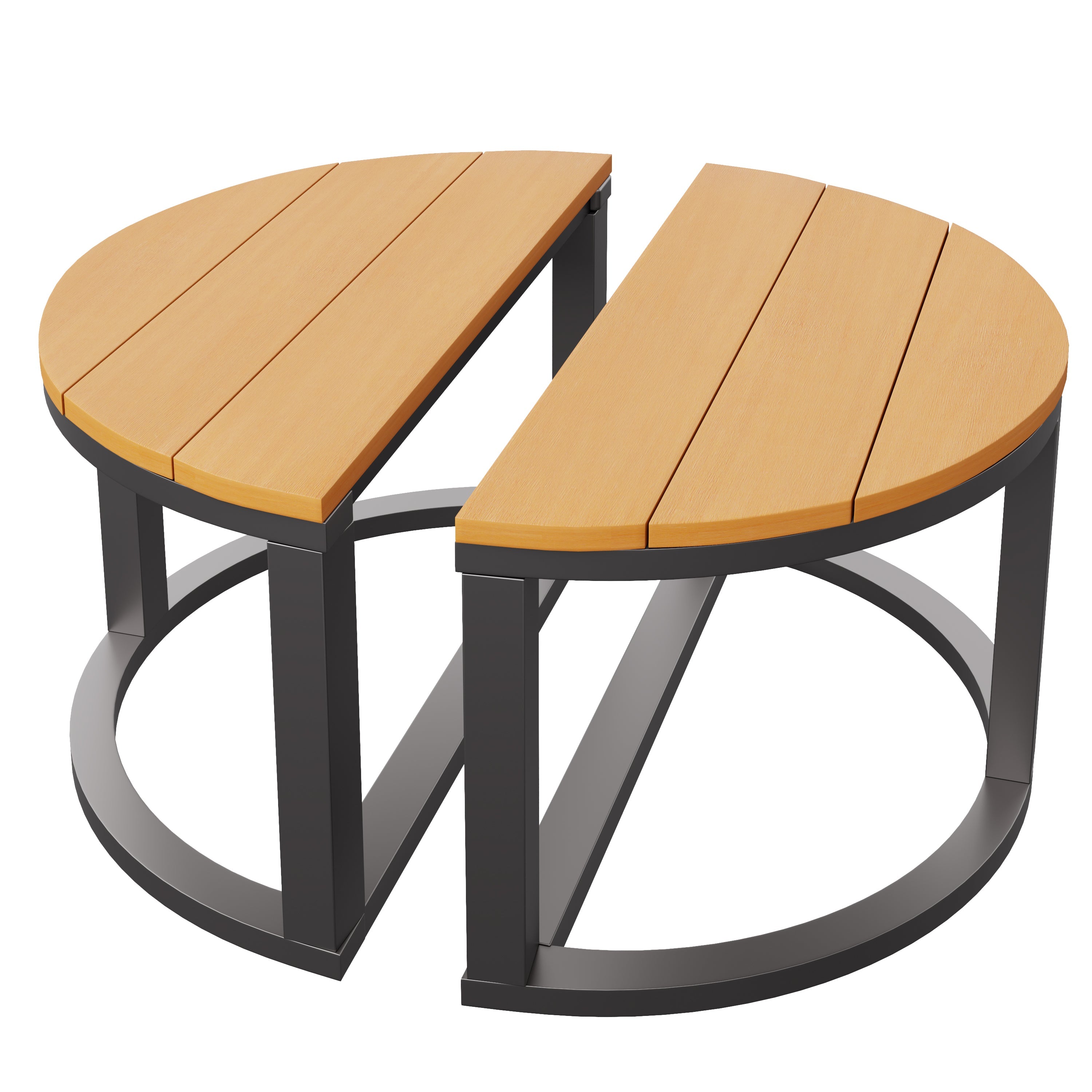 Garden Lounge Set 8-12 Person Round Sofa Adjustable Legs - Grey