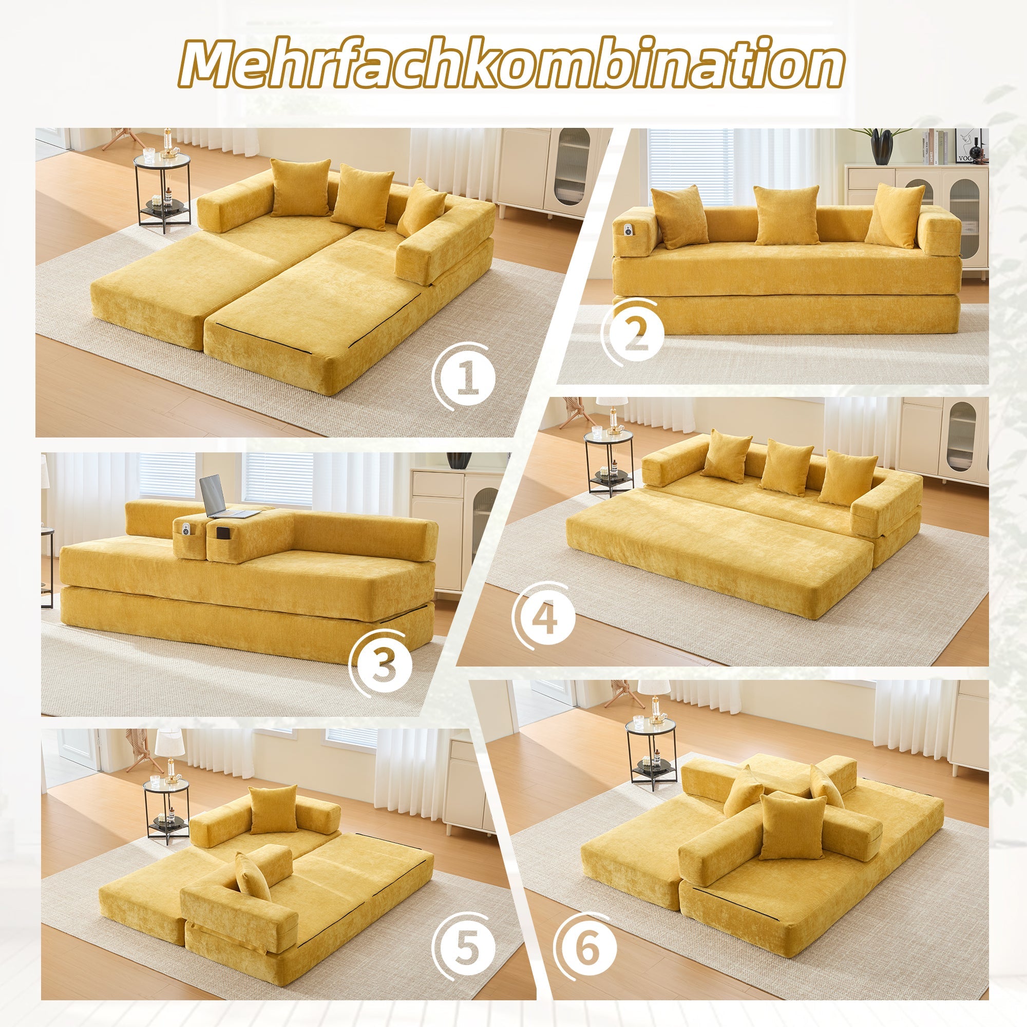 Modular Sofa, Super Soft Combinable Storage, Chenille Fabric