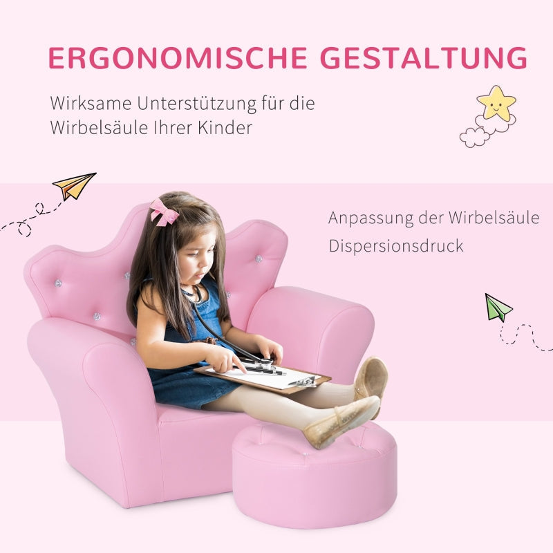 Play Sofa, Children's with Ottoman, Pink