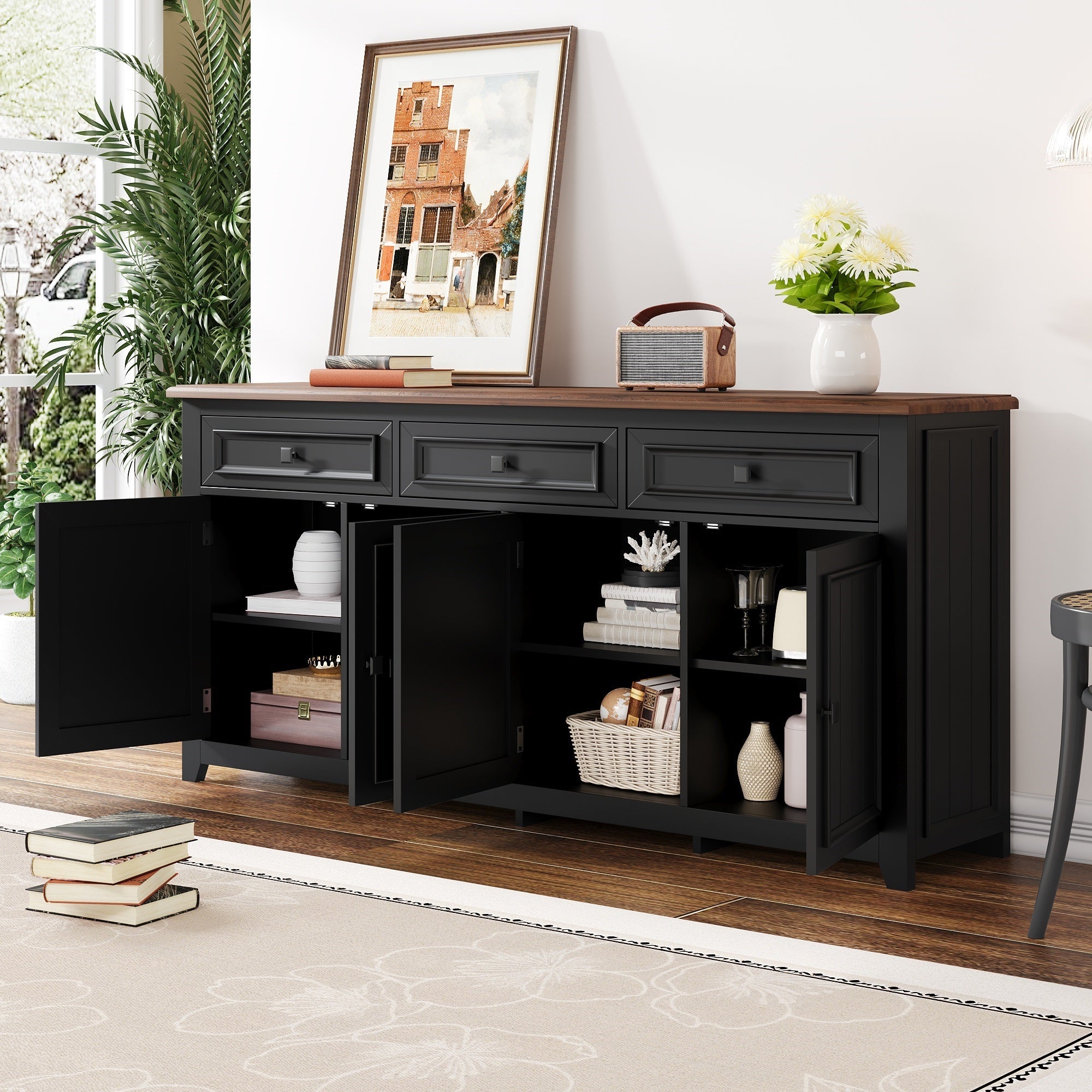 Sideboard Cabinet, Buffet Storage Set, 160L x 35W x 76H (cm), Modern Simple