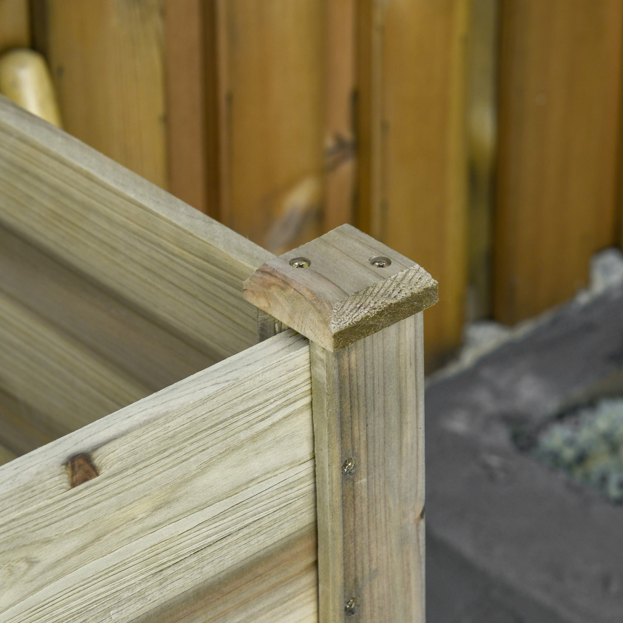 Raised Bed with Shelf & Drainage, Wooden, Green