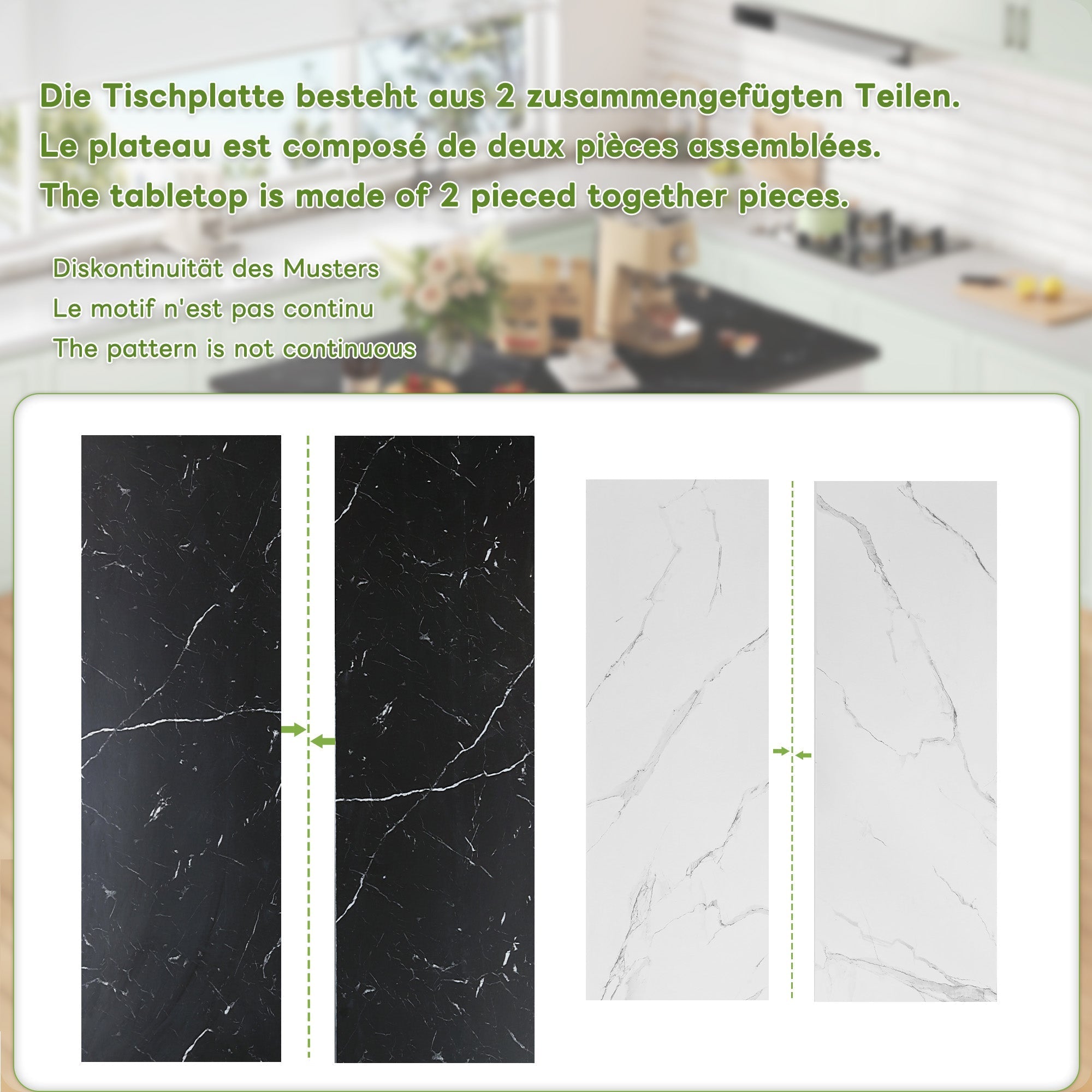Kitchen Island Extendable Dining Table Storage Marbled Worktop White