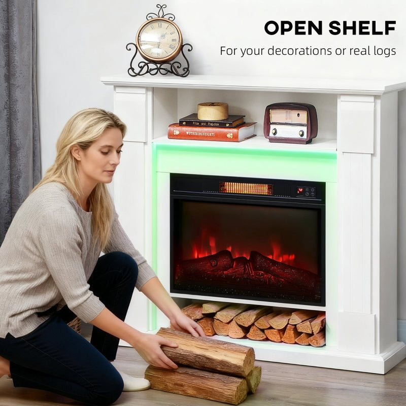 6142 BTU Fireplace and LED Mantel, 17-27°C Thermostat, White