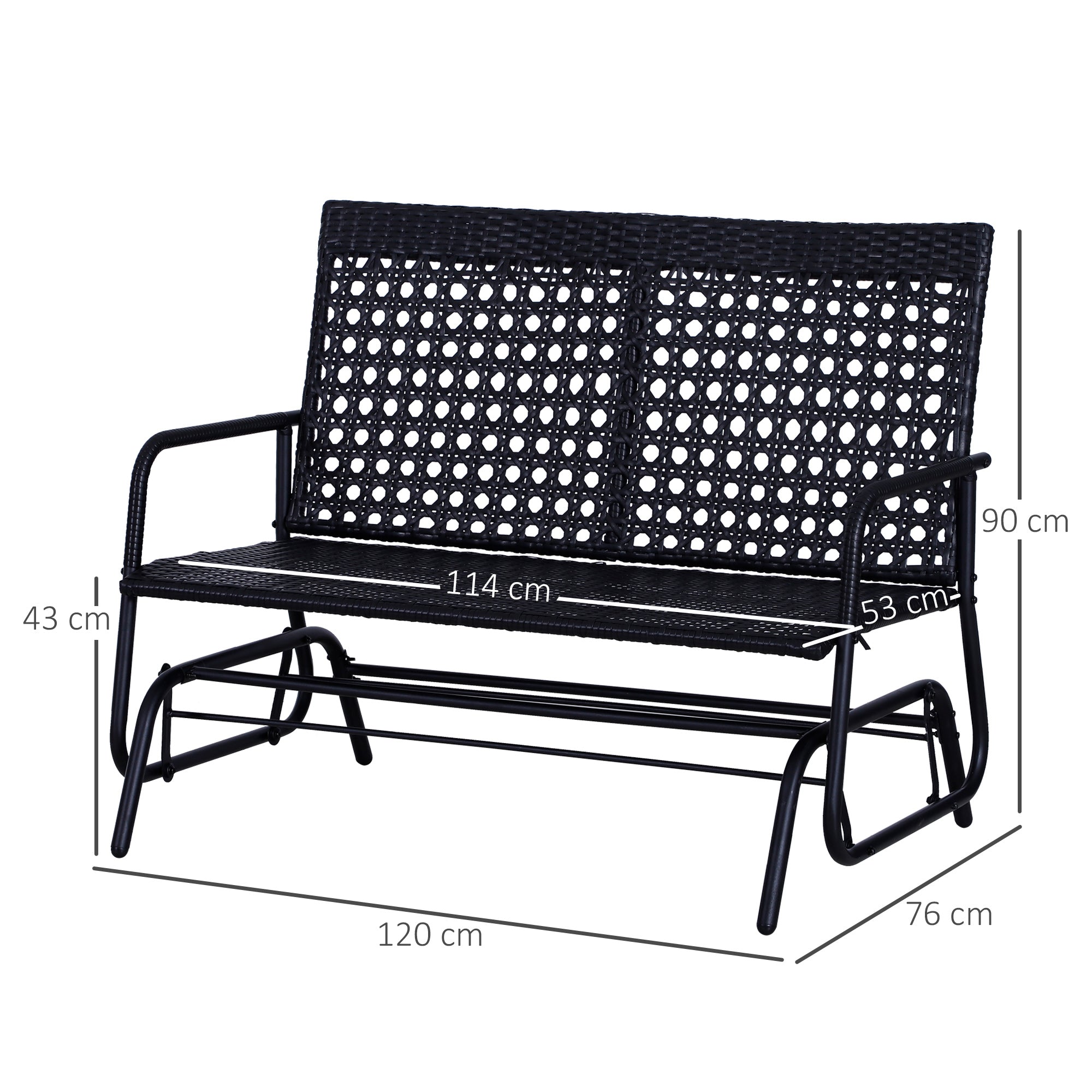 Swing Bench, 2-Seater Garden Swing, Polyrattan
