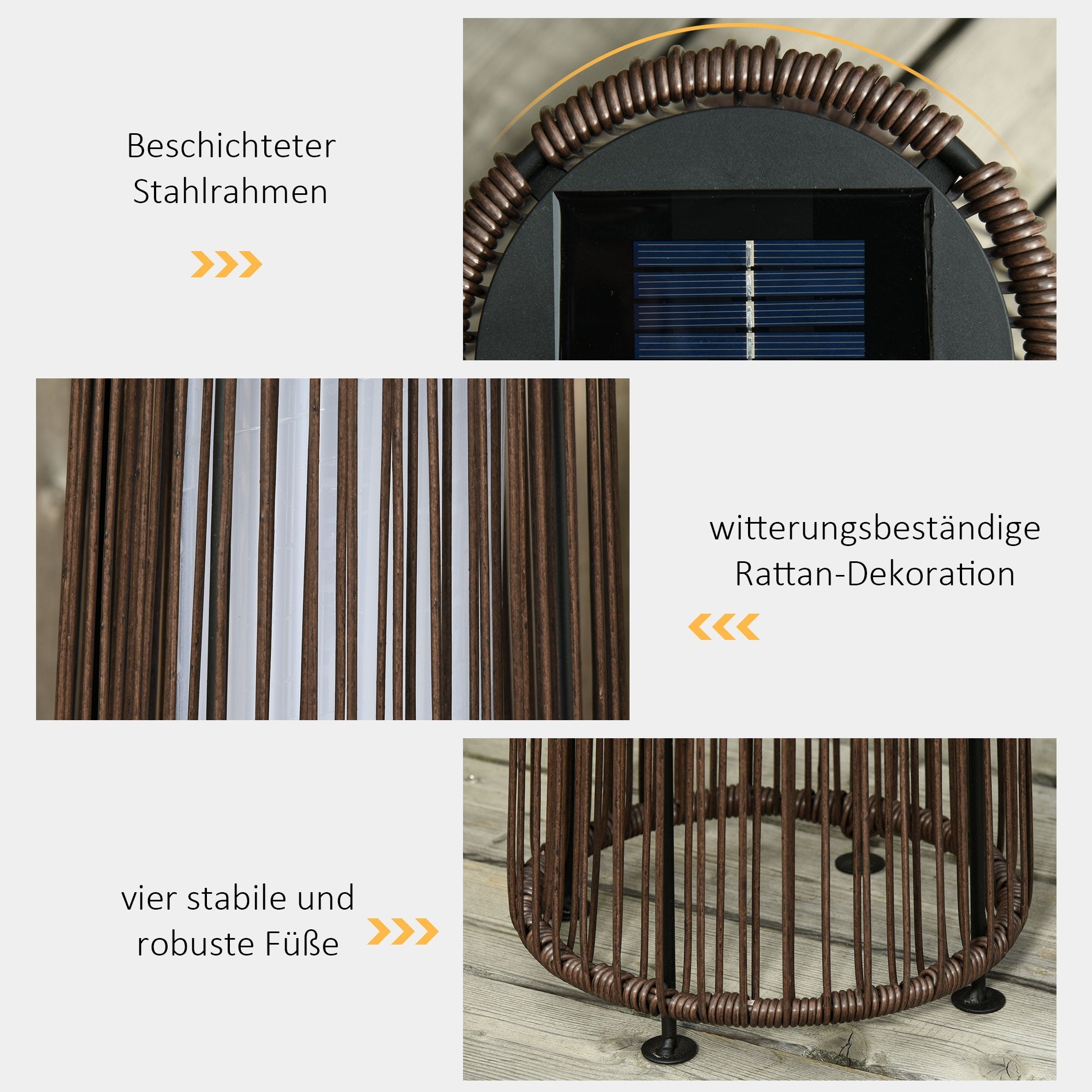 Solar Lamp Garden Lamp Rattan Automatic LED Brown