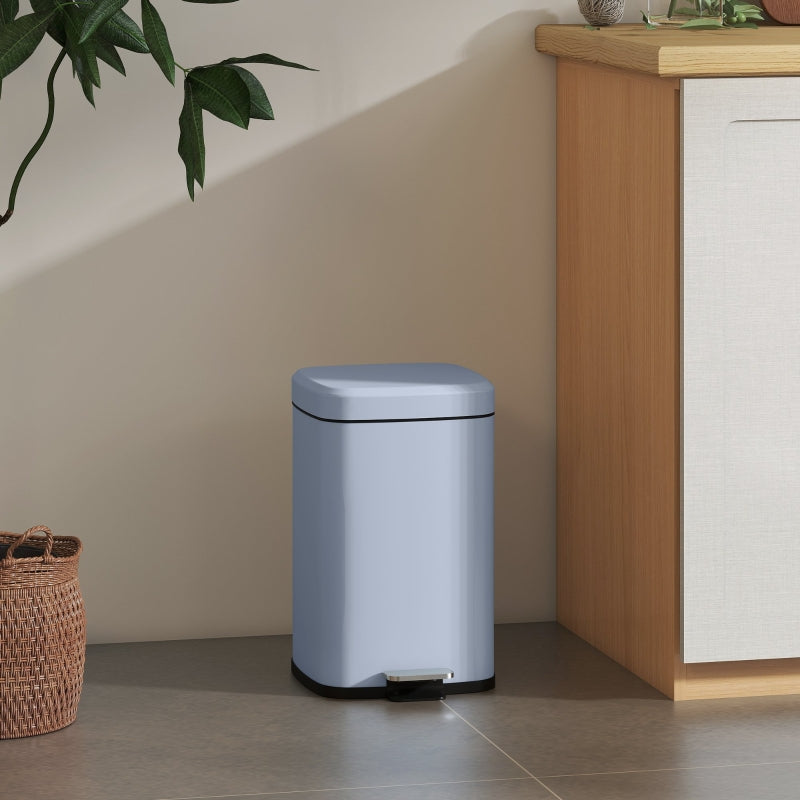 20L Boxy Kitchen Bin, Modern Metal, Light Blue