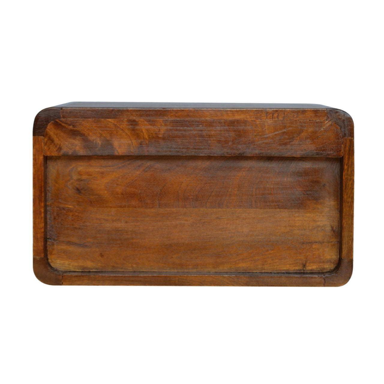 Solid Wood Wall Mounted Bedside, 1 Drawer, Open Woven, Dark Brown Chestnut