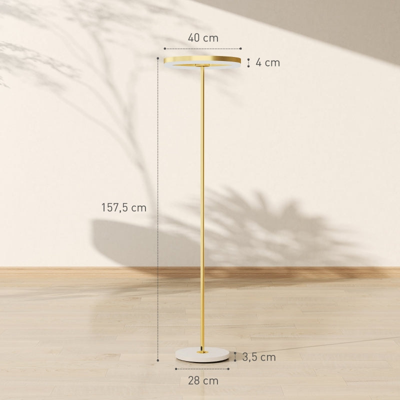Floor lamp LED dimmable with 3 light colors, foot switch, metal stand, gold