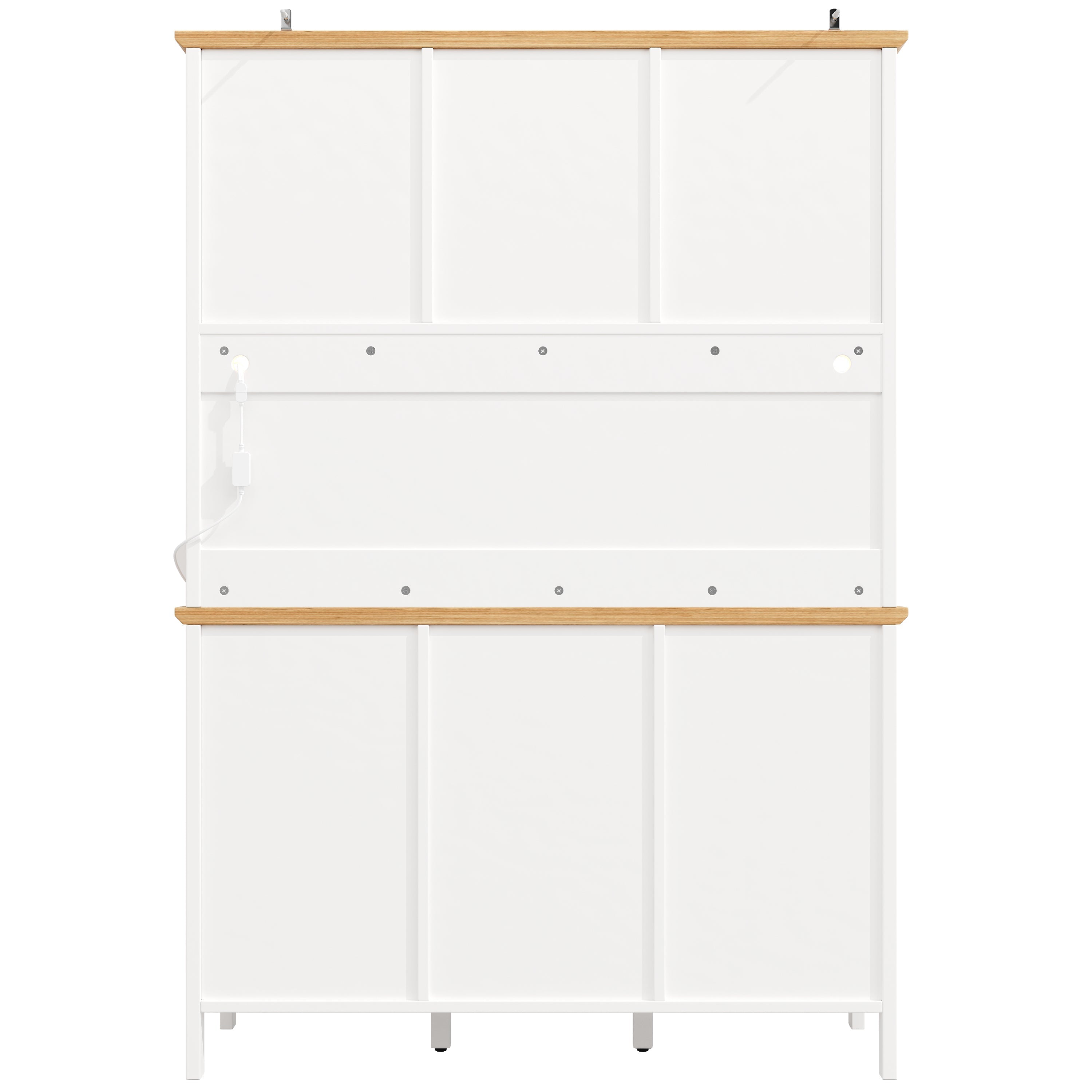 Tall Sideboard Cabinet with LED Lighting and 3 Drawers, White and Black