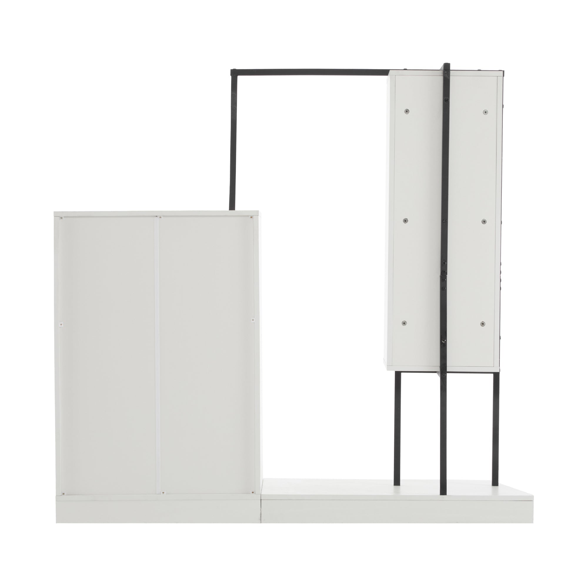 Drawer Cabinet Wardrobe Set Sideboard Clothes Rail W140/W40/H135 White