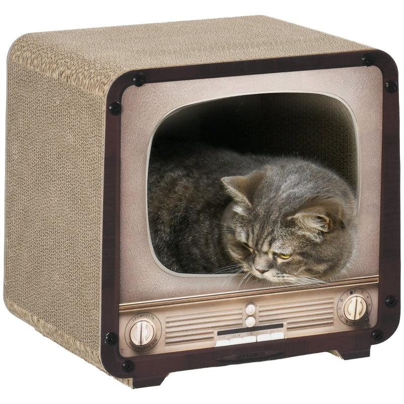 TV Shape Cat Scratching Board House, 2-in-1, with Catnip for