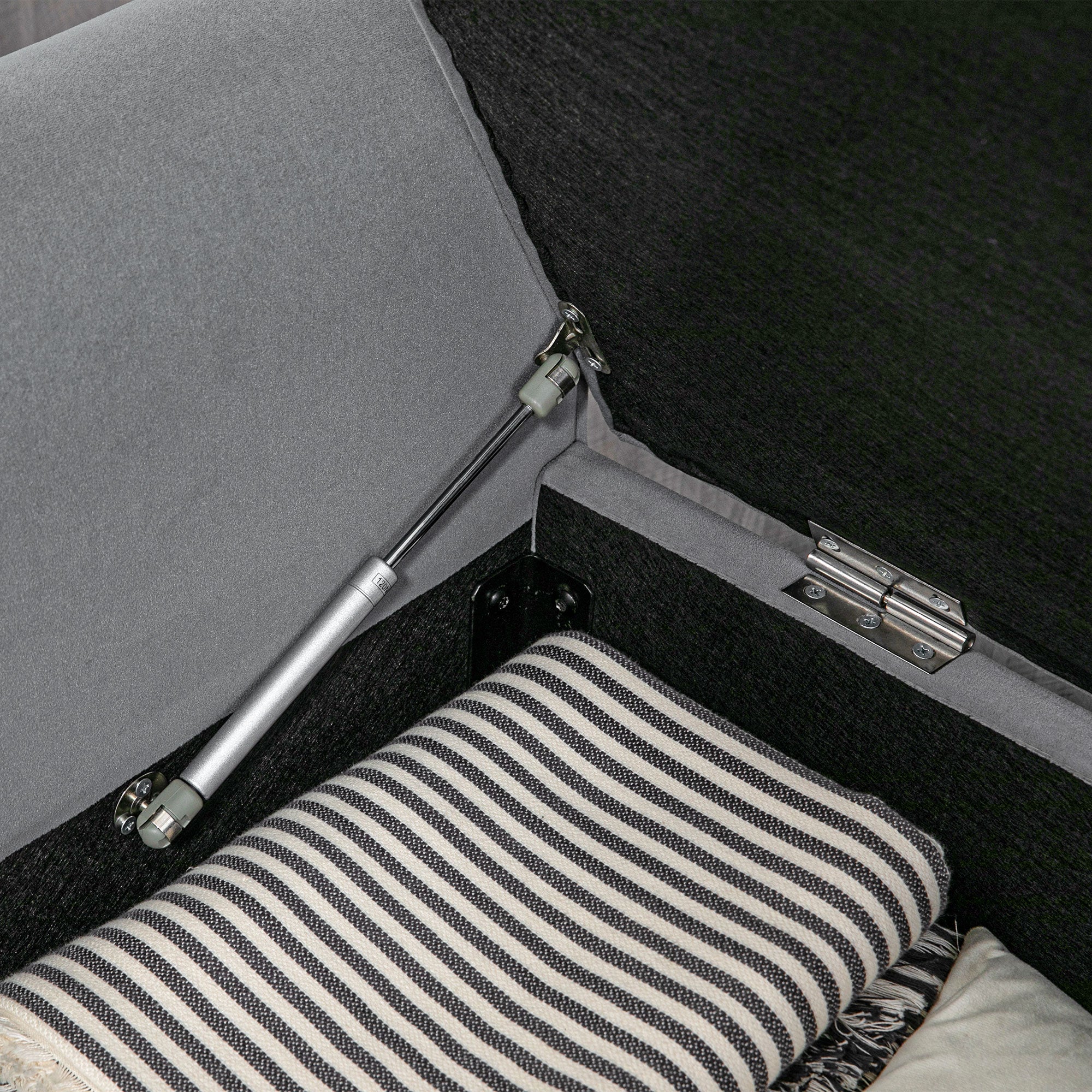 Upholstered Bench Storage Velvet Look Grey